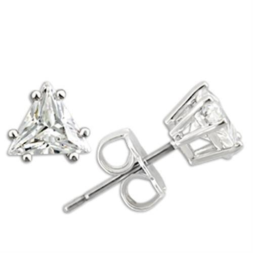 0W156 - Rhodium 925 Sterling Silver Earrings with AAA Grade CZ in