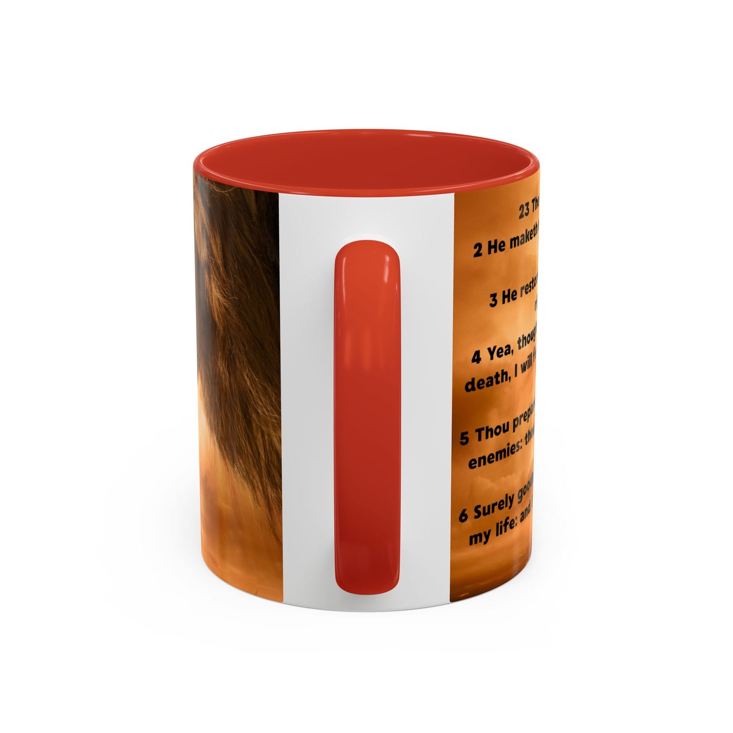 PSALM 23 Inspirational Coffee Mug with Lion Design, Spiritual Gift for Her, Housewarming Present, Faith-Based Kitchen Decor