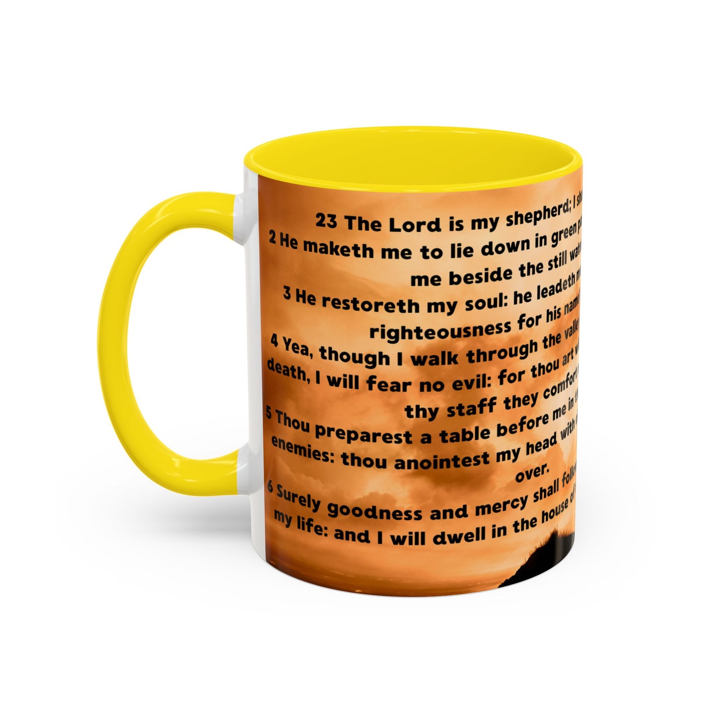 PSALM 23 Inspirational Coffee Mug with Lion Design, Spiritual Gift for Her, Housewarming Present, Faith-Based Kitchen Decor