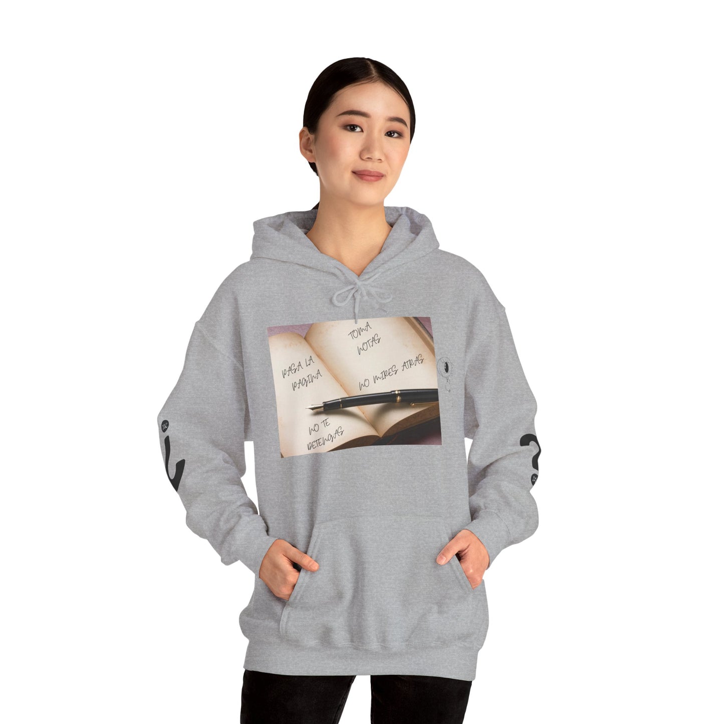 PASA LA PAGINA Inspirational Unisex Hoodie, Motivational Sweatshirt, Cozy Gift for Students, Printable Hoodie, Note-Taking Style