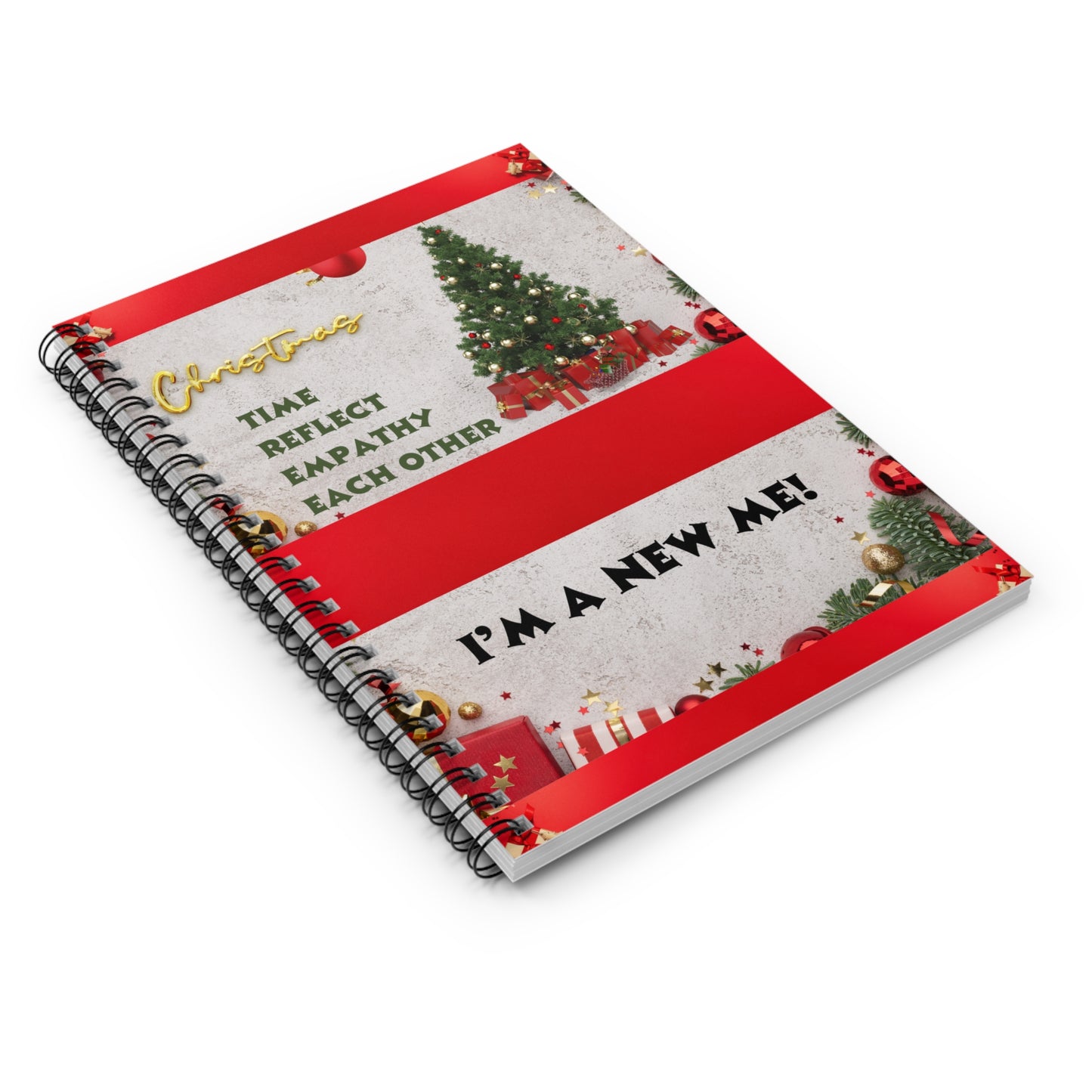 Festive Spiral Notebook for Reflection and Empathy, Holiday Journal, Christmas Gift, Personalized Diary, Inspirational Writing
