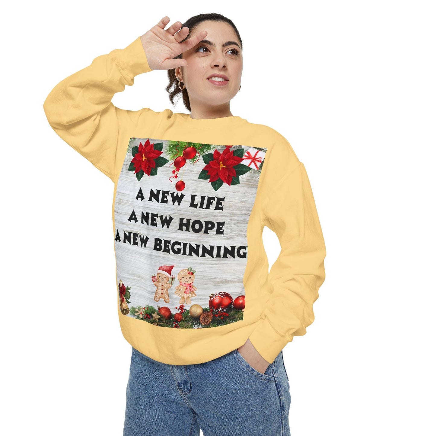 Cozy Holiday Sweatshirt - A New Life, New Hope, New Beginning, Christmas Gift, Unisex Apparel, Festive Wear, Winter Fashion