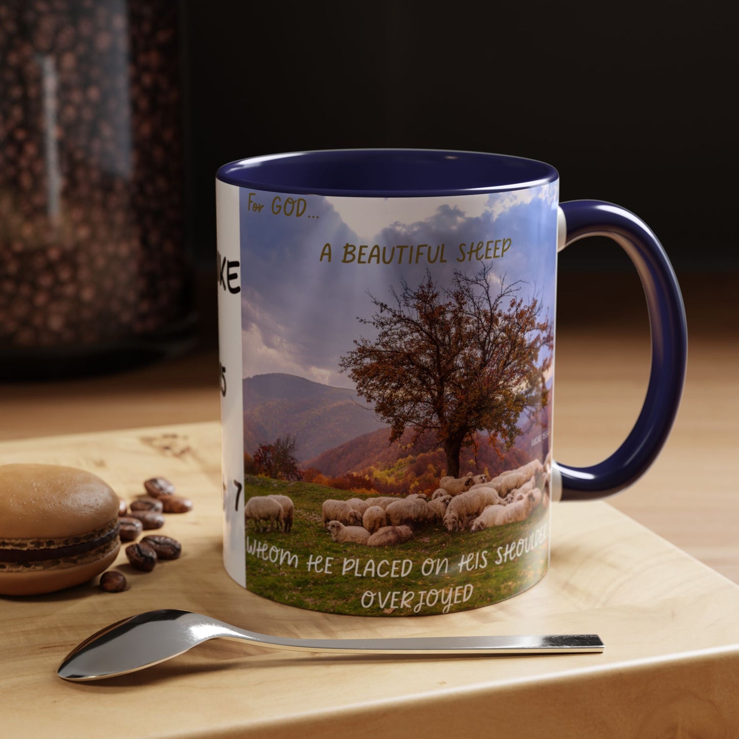 BLACK SHEEP Beautiful Sheep Coffee Mug, Inspirational Luke 15:3-7 Mug, Nature Lover Gift, Faith-Based Beverage Cup, Unique Farmhouse Decor