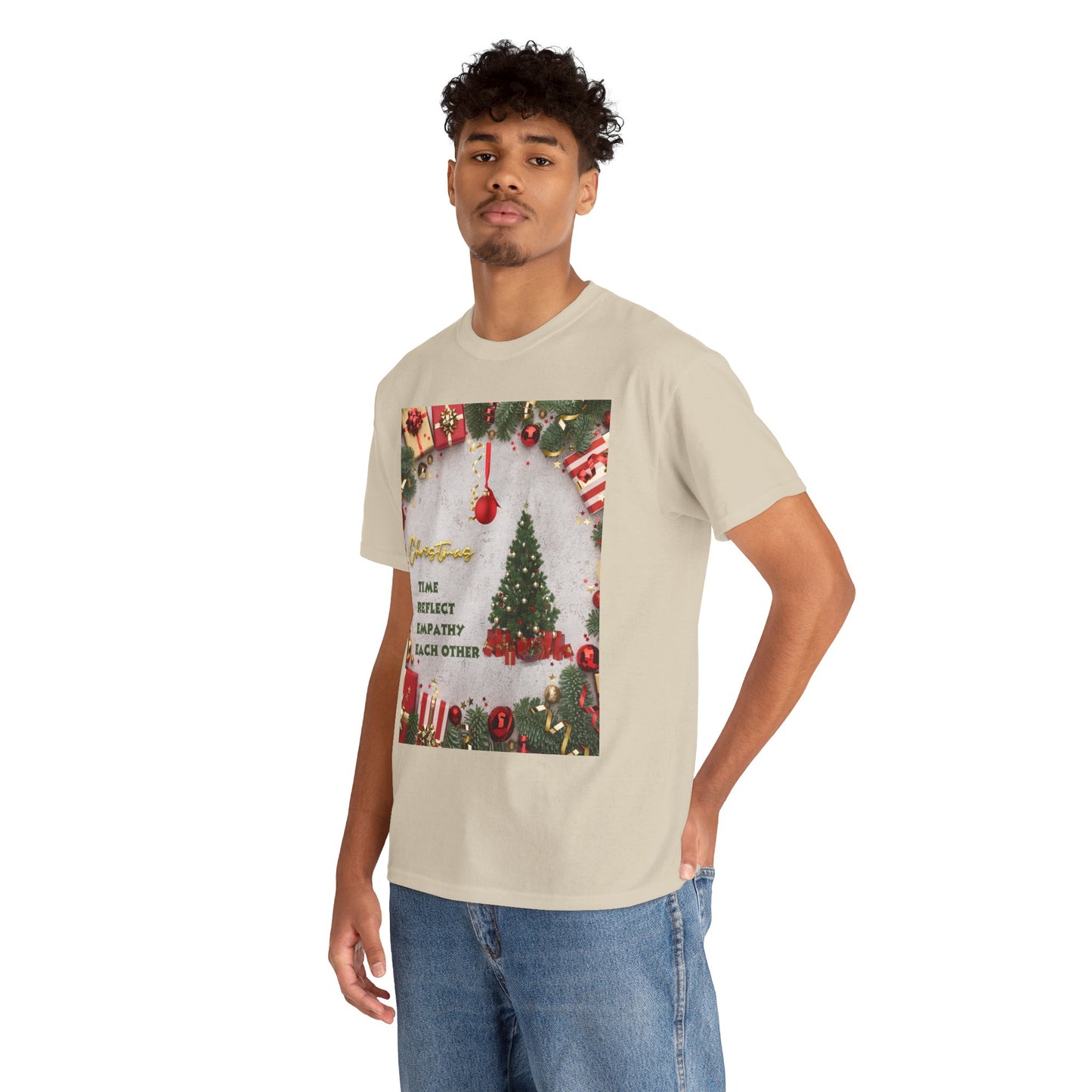 Christmas-Themed Unisex Heavy Cotton Tee, Holiday Gift, Festive Apparel, Family Gatherings, New Year Celebrations, Cute Christmas Shirt