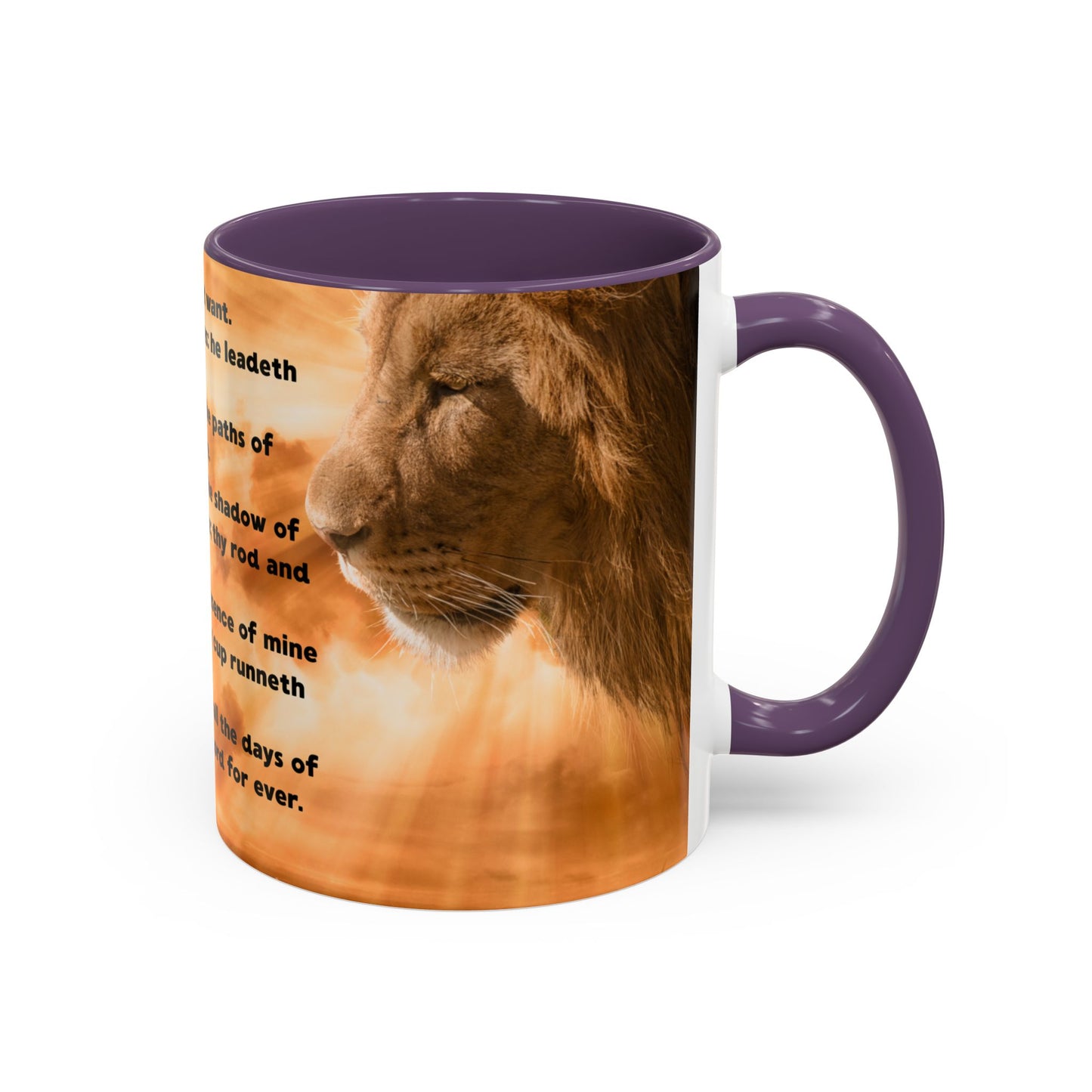 PSALM 23 Inspirational Coffee Mug with Lion Design, Spiritual Gift for Her, Housewarming Present, Faith-Based Kitchen Decor
