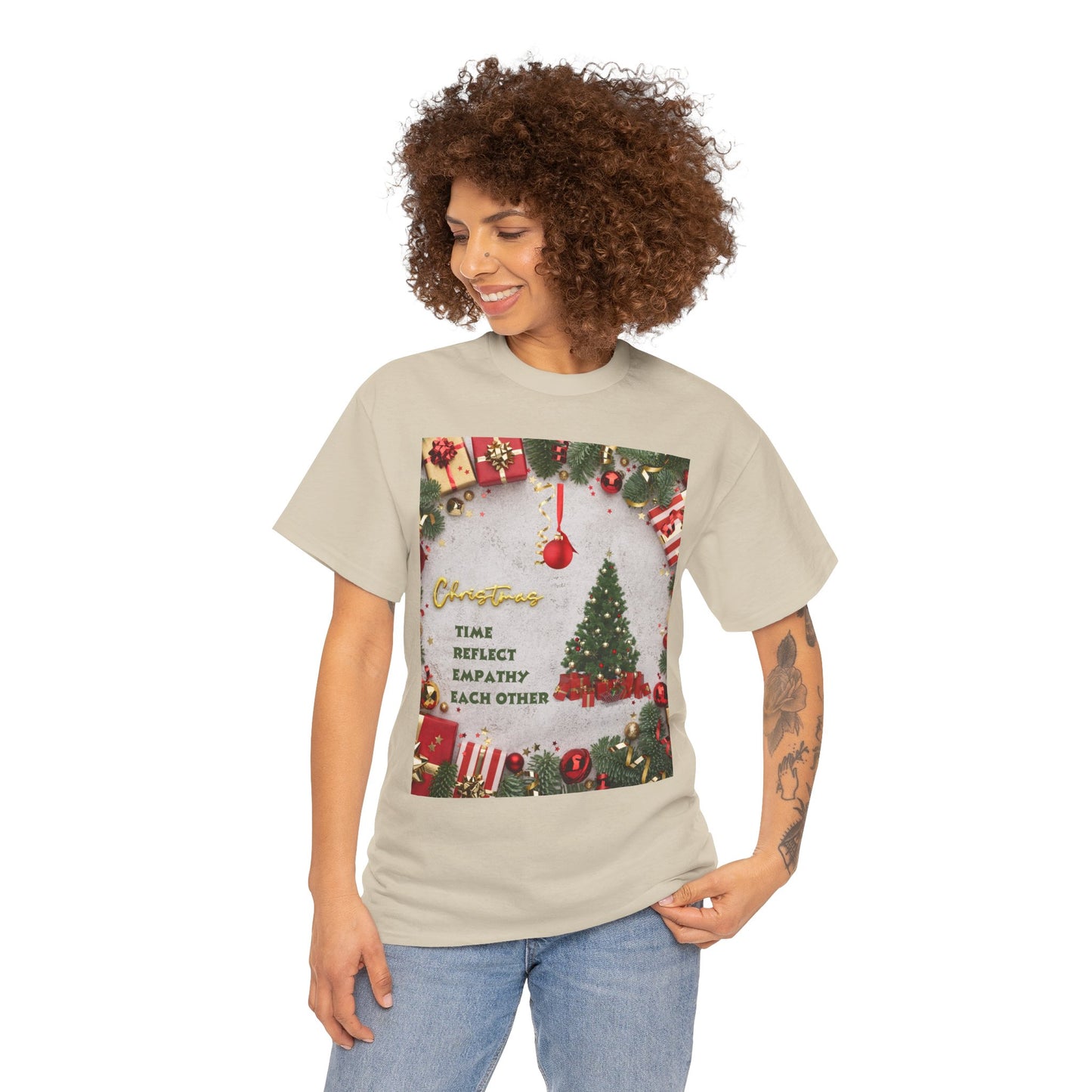 Christmas-Themed Unisex Heavy Cotton Tee, Holiday Gift, Festive Apparel, Family Gatherings, New Year Celebrations, Cute Christmas Shirt