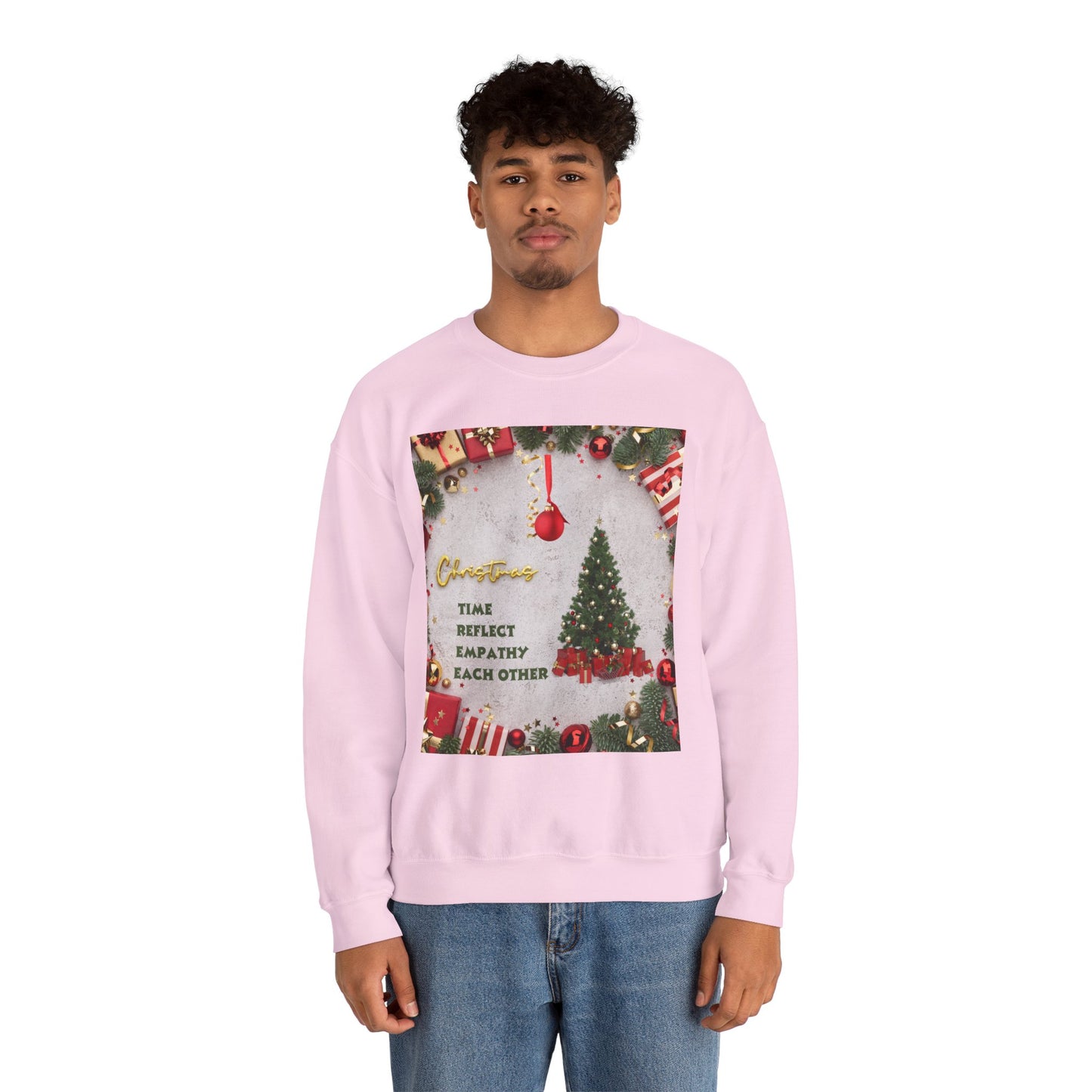 Cozy Christmas Sweatshirt - Reflect Empathy & Be A New You, Holiday Gift, Winter Fashion, Christmas Celebration, Unisex Crewneck