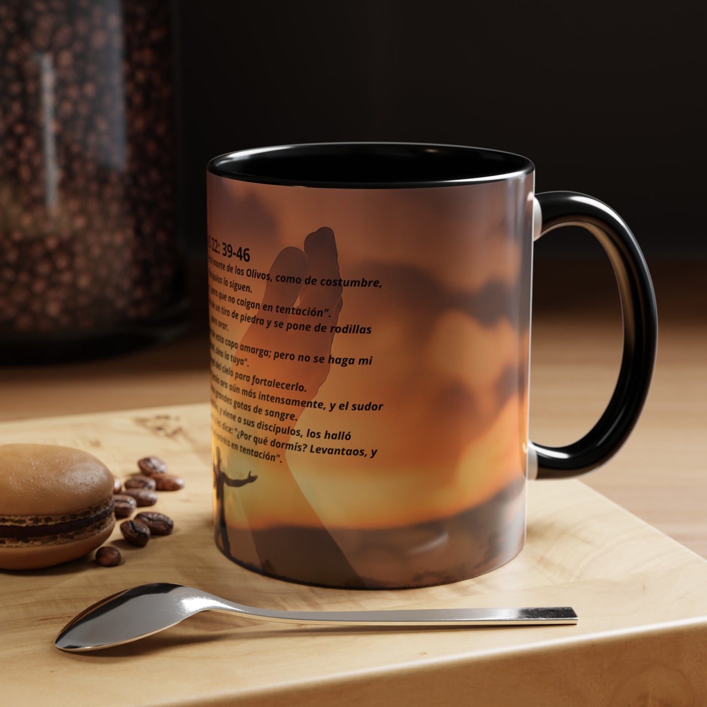 LUCAS 22: 39-46 Oración en el Monte Accent Coffee Mug (1ó1, 15oz)