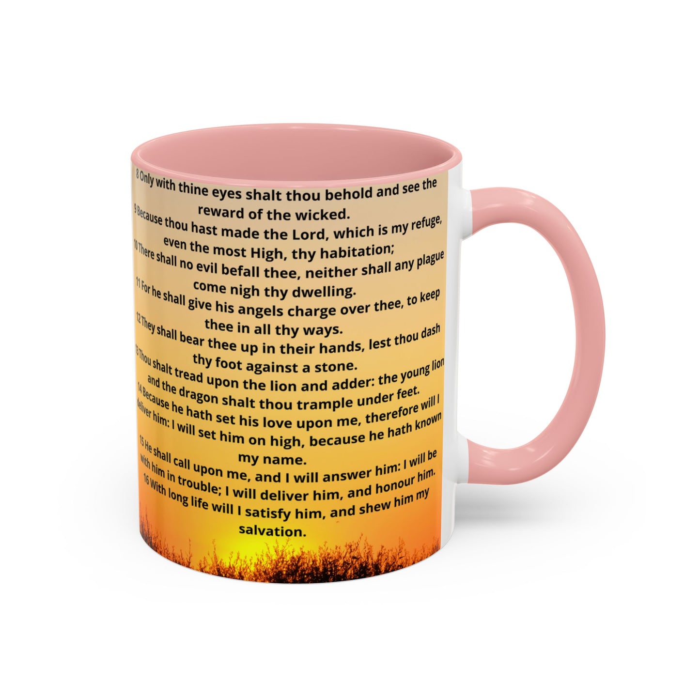 PSALM 91 Inspirational Lion Accent Coffee Mug | Motivational Gift, Scripture Mug, Unique Home Decor, Faith-Based Coffee Cup, Lion Design