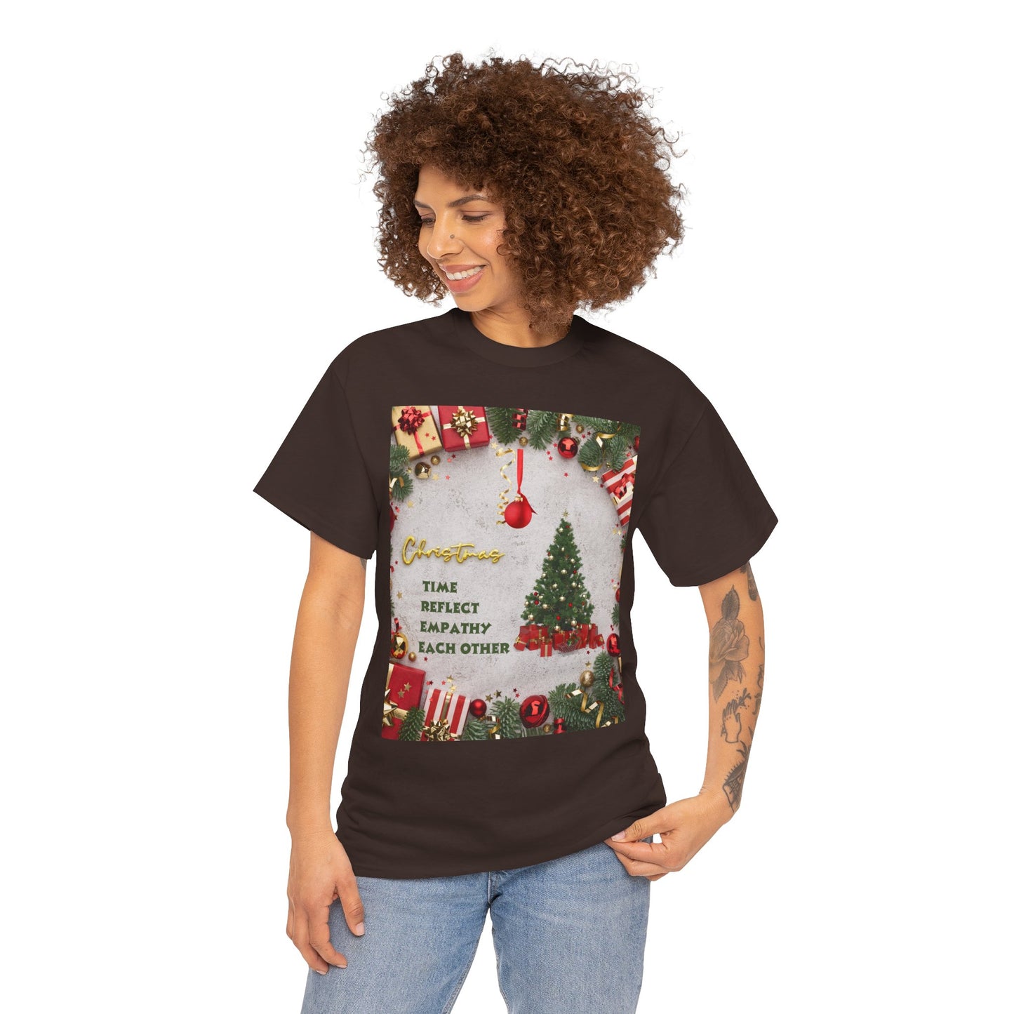 Christmas-Themed Unisex Heavy Cotton Tee, Holiday Gift, Festive Apparel, Family Gatherings, New Year Celebrations, Cute Christmas Shirt