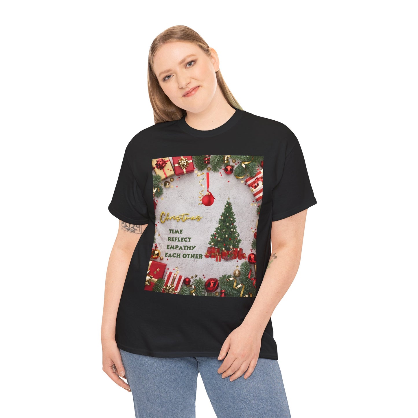 Christmas-Themed Unisex Heavy Cotton Tee, Holiday Gift, Festive Apparel, Family Gatherings, New Year Celebrations, Cute Christmas Shirt