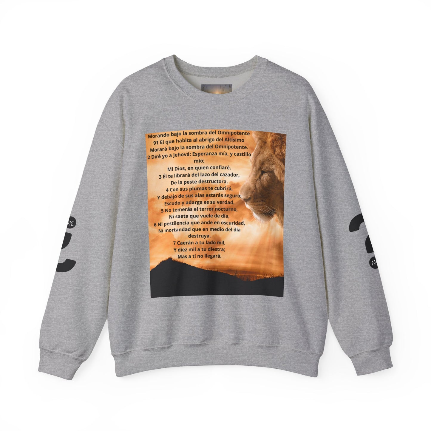 SALMO 91 Inspirational Lion Sweatshirt, Crewneck Sweater, Motivational Gift, Unisex Fashion, Animal Lover Apparel, Cozy Everyday Wear