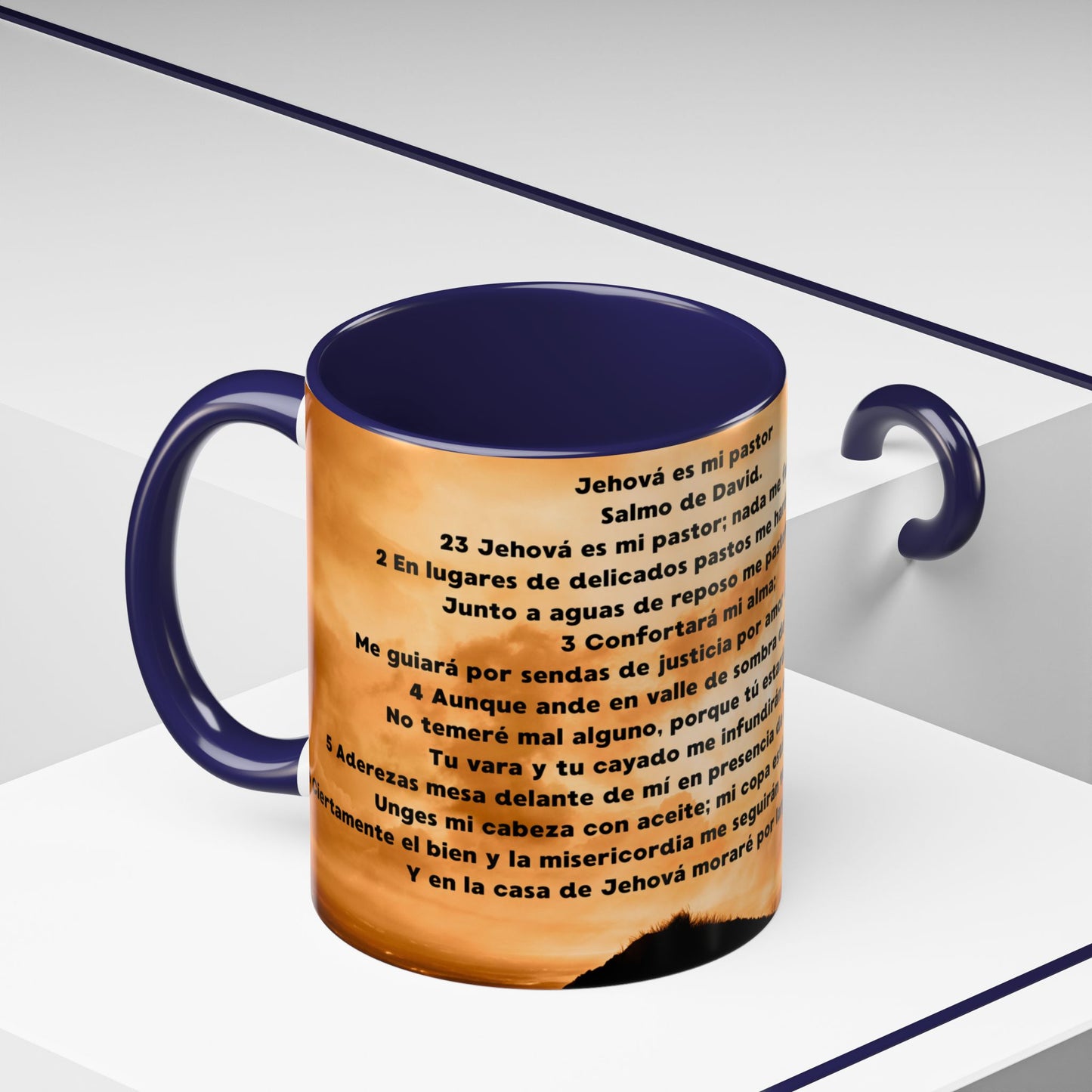 SALMO 23 Inspirational Lion Coffee Mug - Faith, Spirituality, Gift for Him/Her, Motivational Drinkware, Religious Home Decor