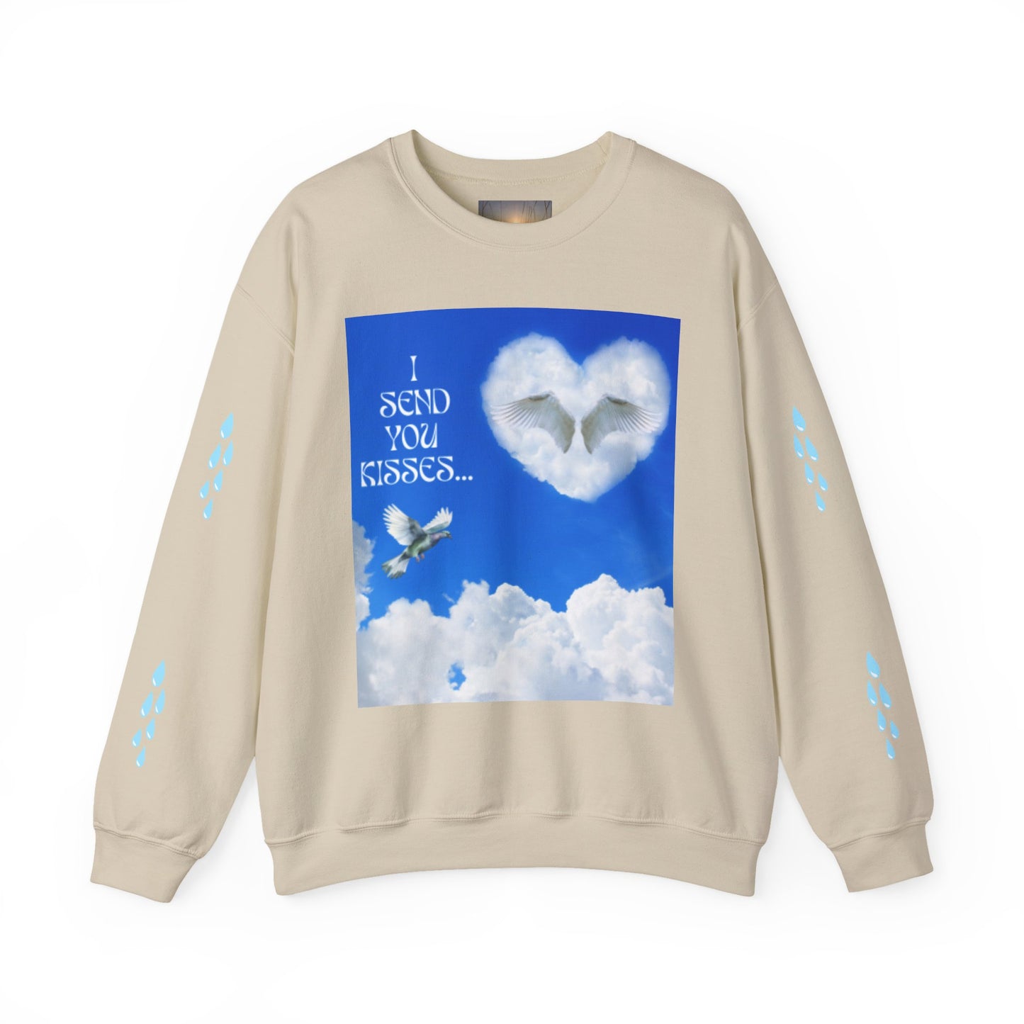 I SEND YOU KISSES Sky Heart Sweatshirt - I Send You Kisses, Cozy Gift for Loved Ones, Unisex Crewneck for Any Occasion, Valentine's Day Apparel, Cloud Print