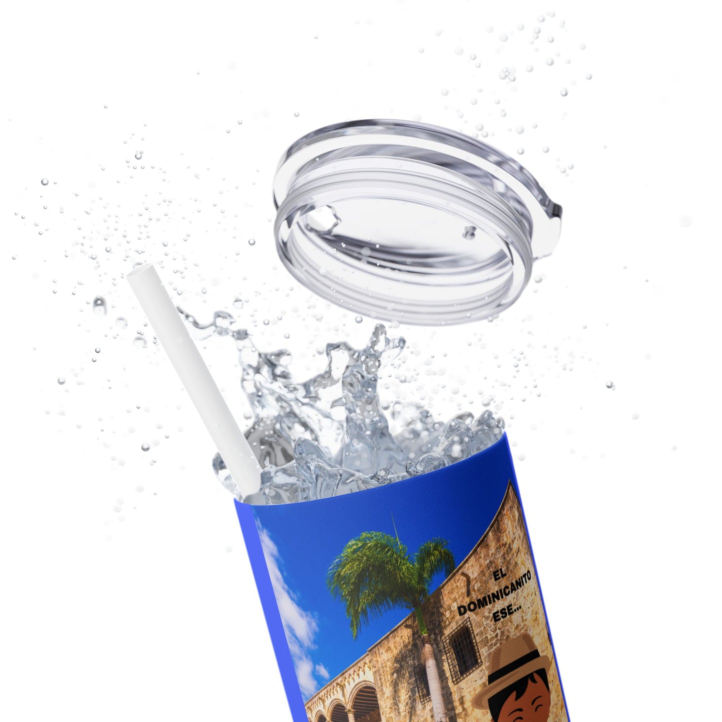 DOMINICAN REPUBLIC Vibrant Travel Tumbler, 20oz Skinny Tumbler with Straw - Perfect for Summer Adventures, Vacation, Gifts, Customizable