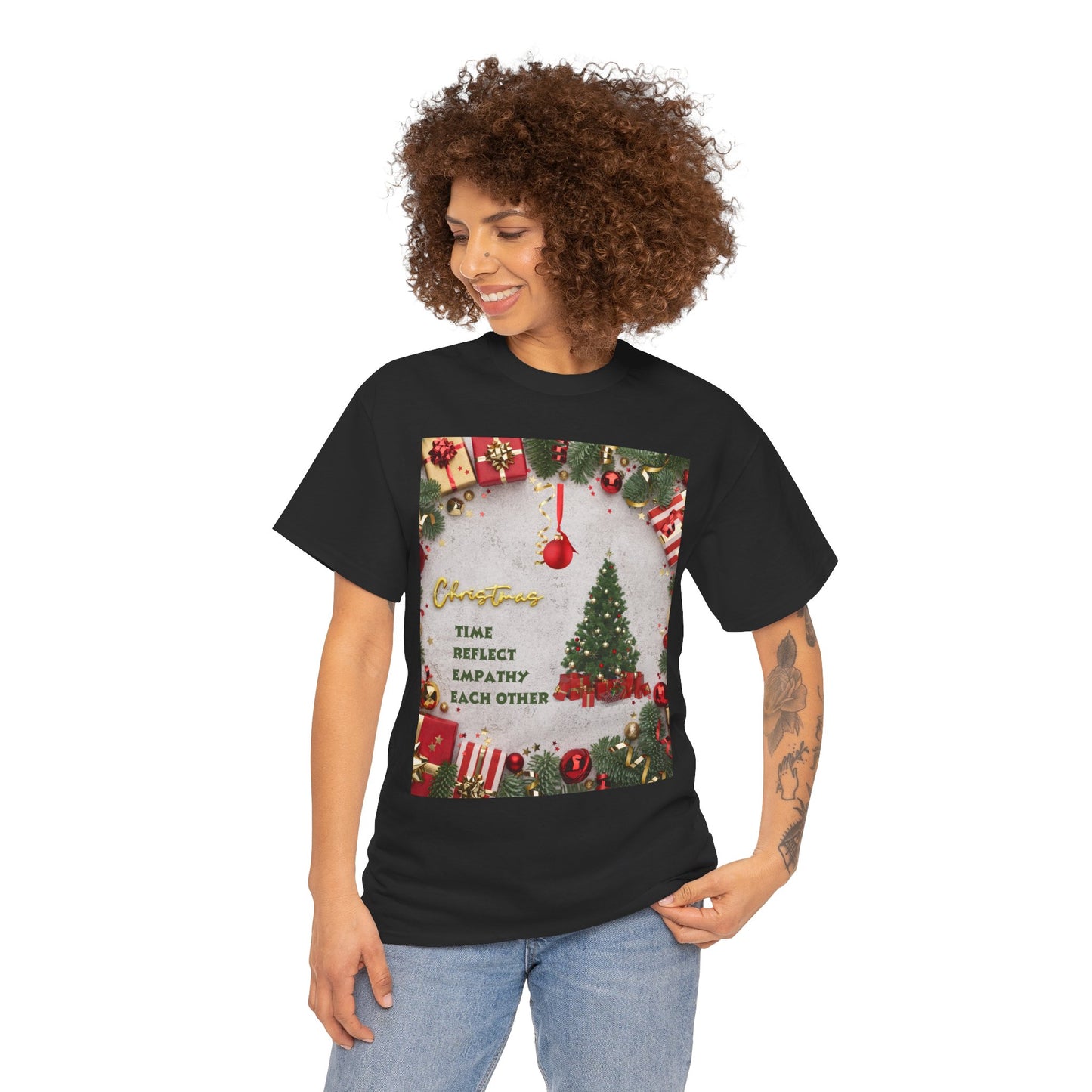 Christmas-Themed Unisex Heavy Cotton Tee, Holiday Gift, Festive Apparel, Family Gatherings, New Year Celebrations, Cute Christmas Shirt