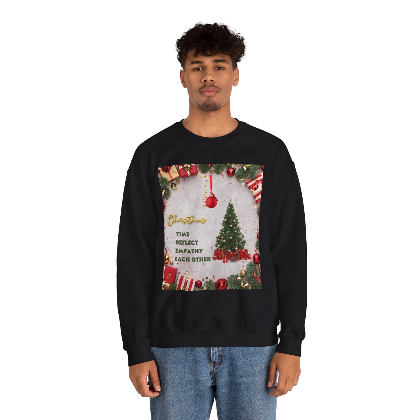 Cozy Christmas Sweatshirt - Reflect Empathy & Be A New You, Holiday Gift, Winter Fashion, Christmas Celebration, Unisex Crewneck