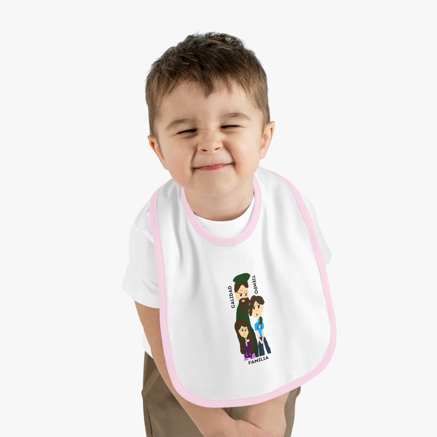 CALIDAD TIEMPO FAMILIA ISAAC IDYER ARTS DESINGS Baby Contrast Trim Jersey Bib