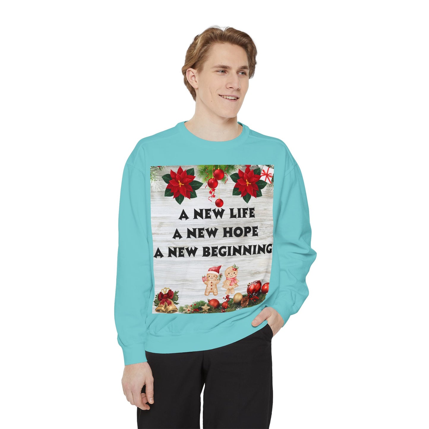 Cozy Holiday Sweatshirt - A New Life, New Hope, New Beginning, Christmas Gift, Unisex Apparel, Festive Wear, Winter Fashion