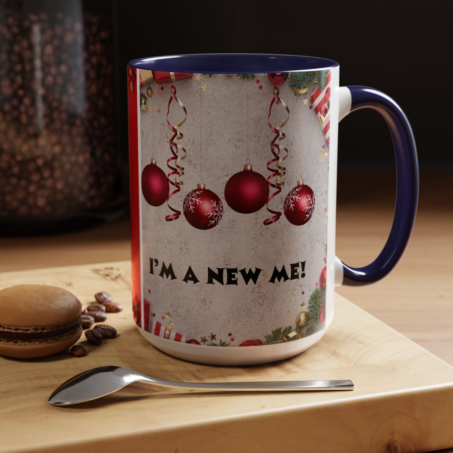 Festive Accent Coffee Mug for New Beginnings, Holiday Gift for Friends, Christmas Celebration, Unique Home Decor, Motivational Drinkware