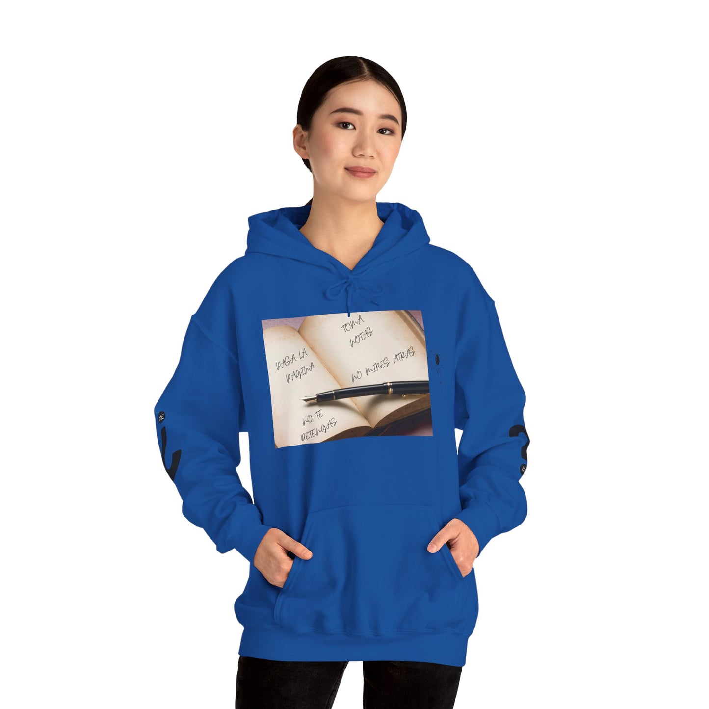 PASA LA PAGINA Inspirational Unisex Hoodie, Motivational Sweatshirt, Cozy Gift for Students, Printable Hoodie, Note-Taking Style