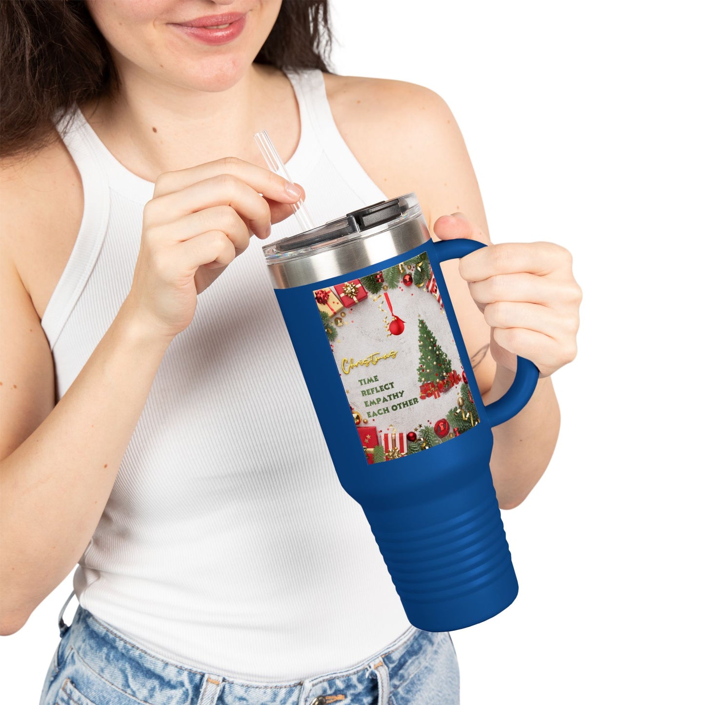 Holiday Insulated Travel Mug, 40oz | Christmas Gift, Travel Coffee Cup, Winter Drinkware, Reusable Mug, Eco-Friendly Beverage Container