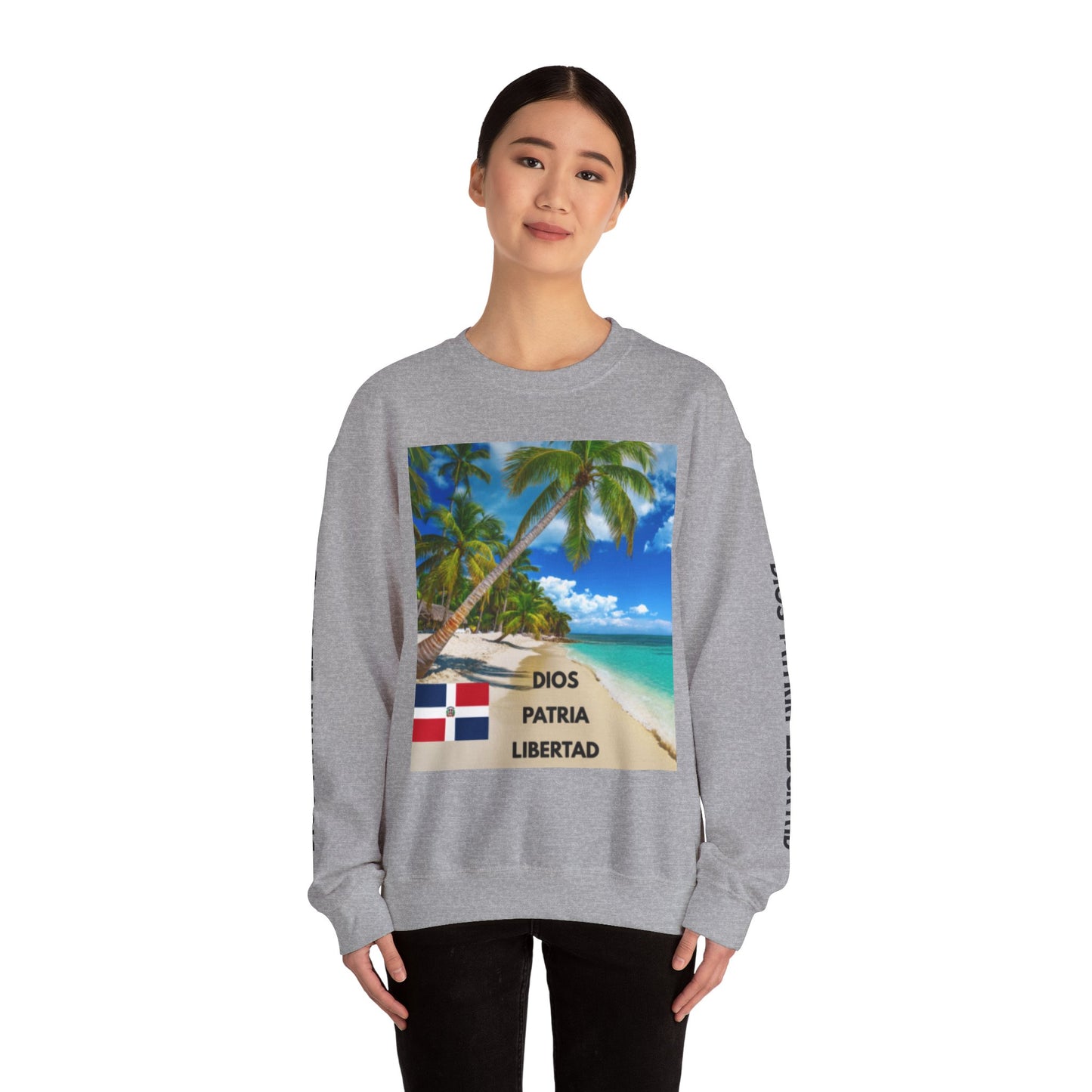 QUISQUEYA HERMOSA Tropical Paradise Sweatshirt - Dios Patria Libertad, Quisqueya Hermosa, Dominican Republic Gift, Beach Vibes, Unisex Crewneck