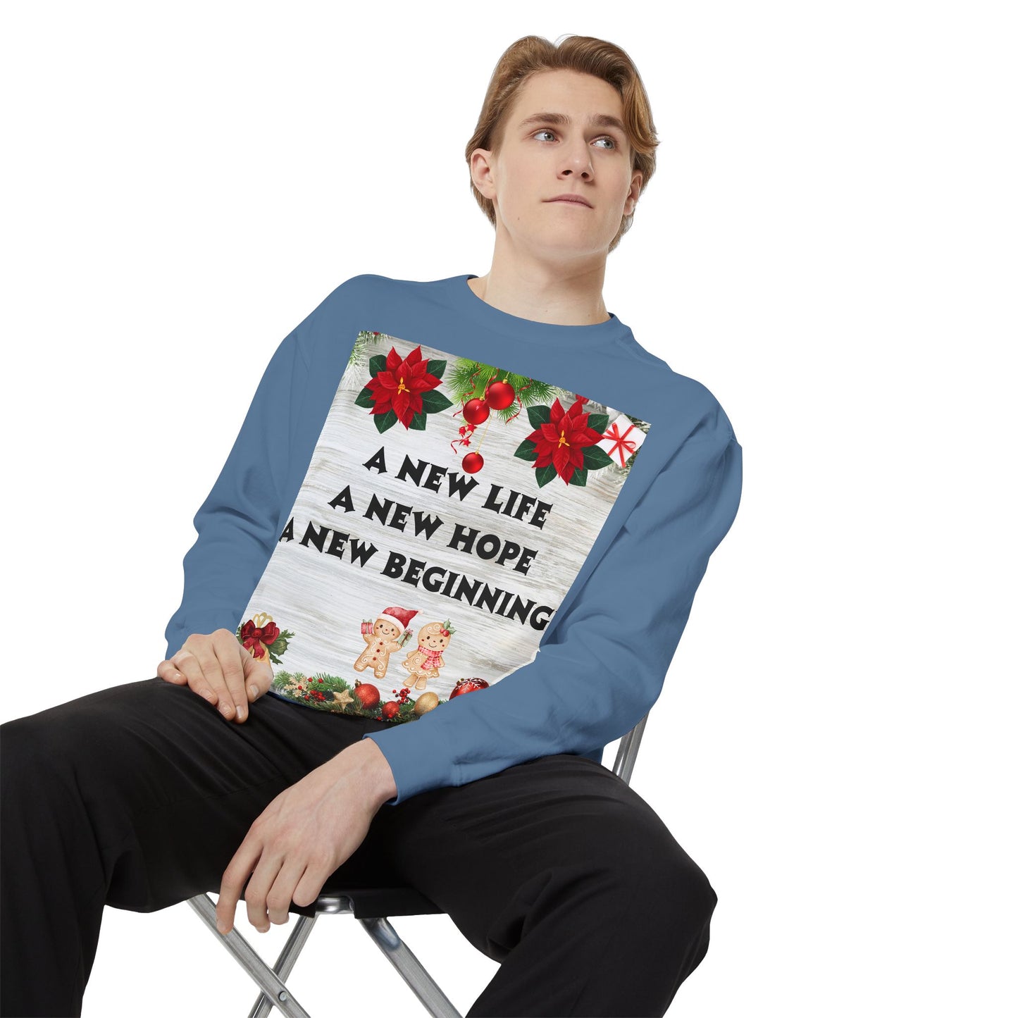 Cozy Holiday Sweatshirt - A New Life, New Hope, New Beginning, Christmas Gift, Unisex Apparel, Festive Wear, Winter Fashion