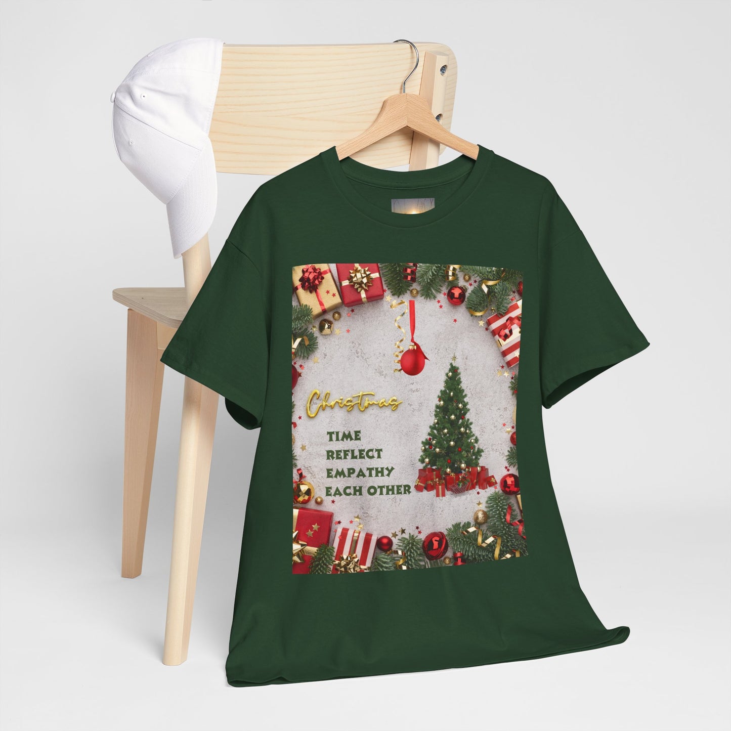 Christmas-Themed Unisex Heavy Cotton Tee, Holiday Gift, Festive Apparel, Family Gatherings, New Year Celebrations, Cute Christmas Shirt