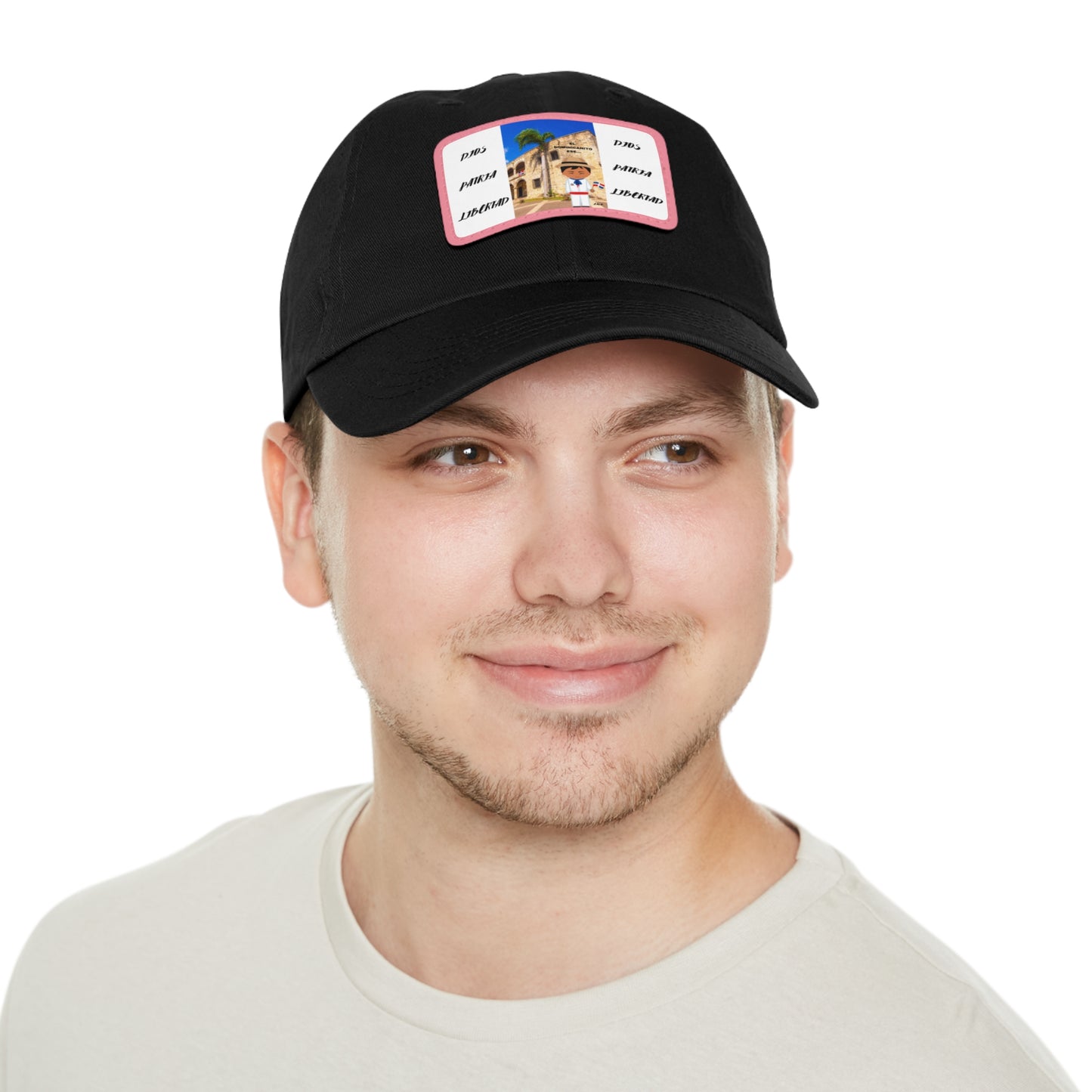DIOS PATRIA LIBERTAD EL DOMINICANITO ESE Dad Hat with Leather Patch (Rectangle)