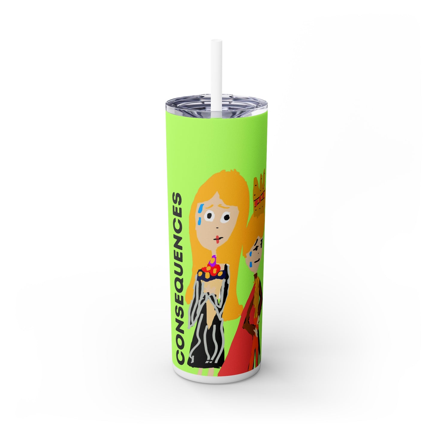 CONSEQUENCES ISAAC IDYER ARTS DESINGS Skinny Tumbler with Straw, 20oz