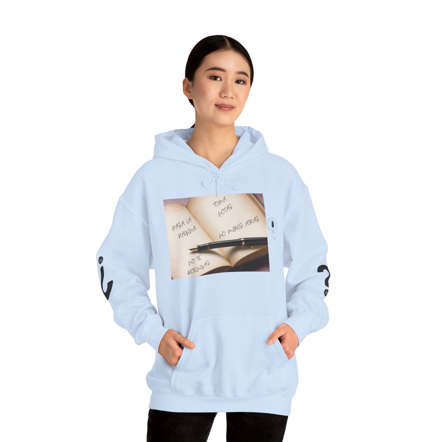 PASA LA PAGINA Inspirational Unisex Hoodie, Motivational Sweatshirt, Cozy Gift for Students, Printable Hoodie, Note-Taking Style