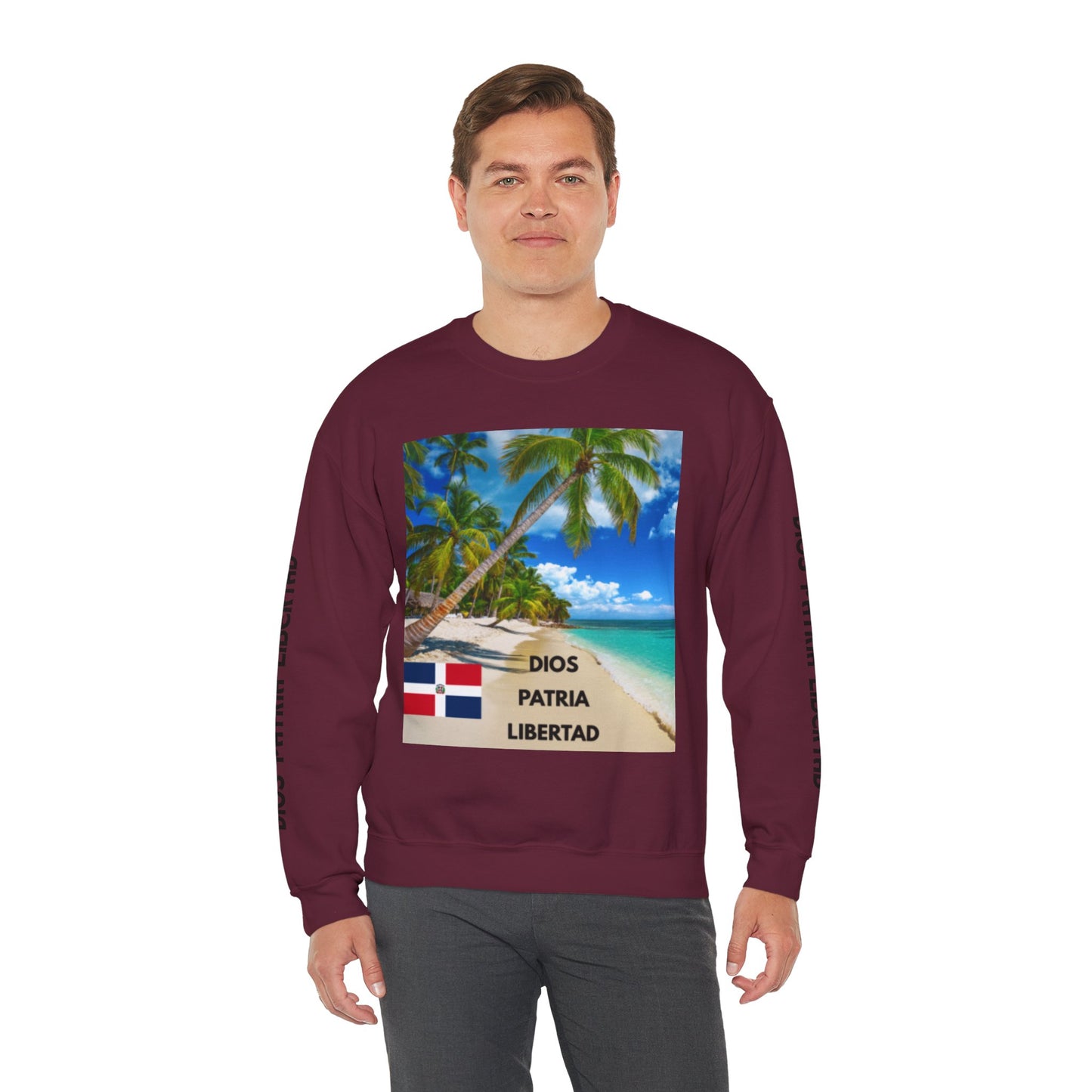 QUISQUEYA HERMOSA Tropical Paradise Sweatshirt - Dios Patria Libertad, Quisqueya Hermosa, Dominican Republic Gift, Beach Vibes, Unisex Crewneck