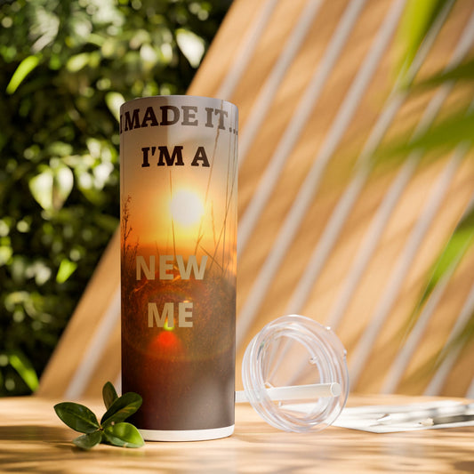 I MADE IT Inspirational Skinny Tumbler, 20oz - Motivational Drinkware for Self-Improvement, Perfect Gift for Wellness Journeys, Birthday, New Year