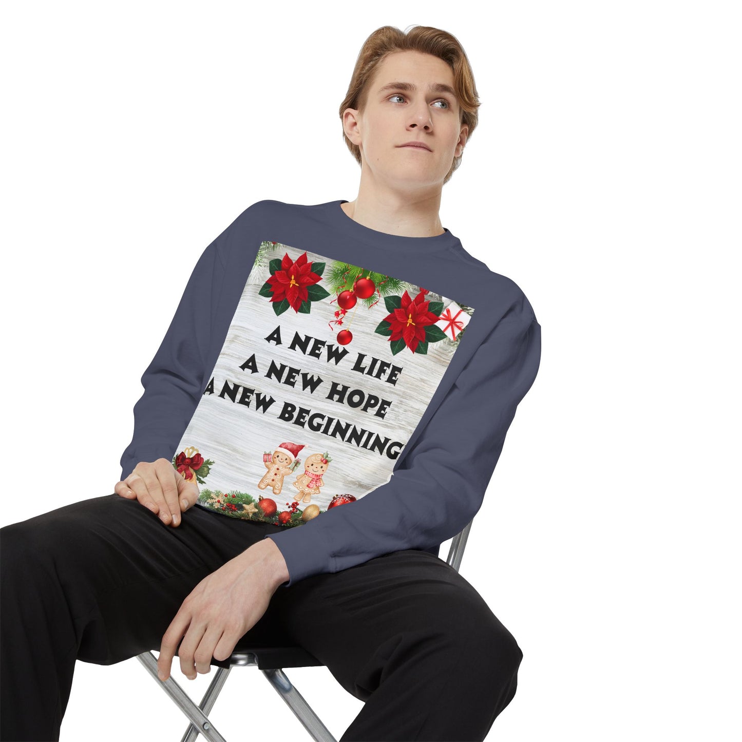 Cozy Holiday Sweatshirt - A New Life, New Hope, New Beginning, Christmas Gift, Unisex Apparel, Festive Wear, Winter Fashion