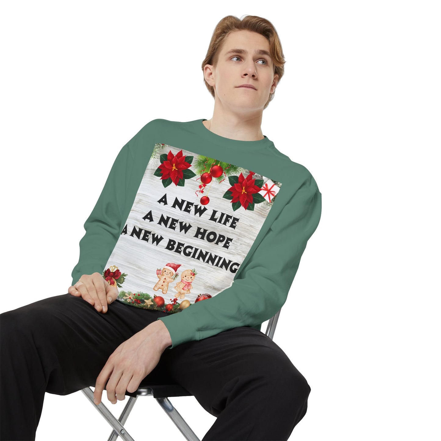 Cozy Holiday Sweatshirt - A New Life, New Hope, New Beginning, Christmas Gift, Unisex Apparel, Festive Wear, Winter Fashion
