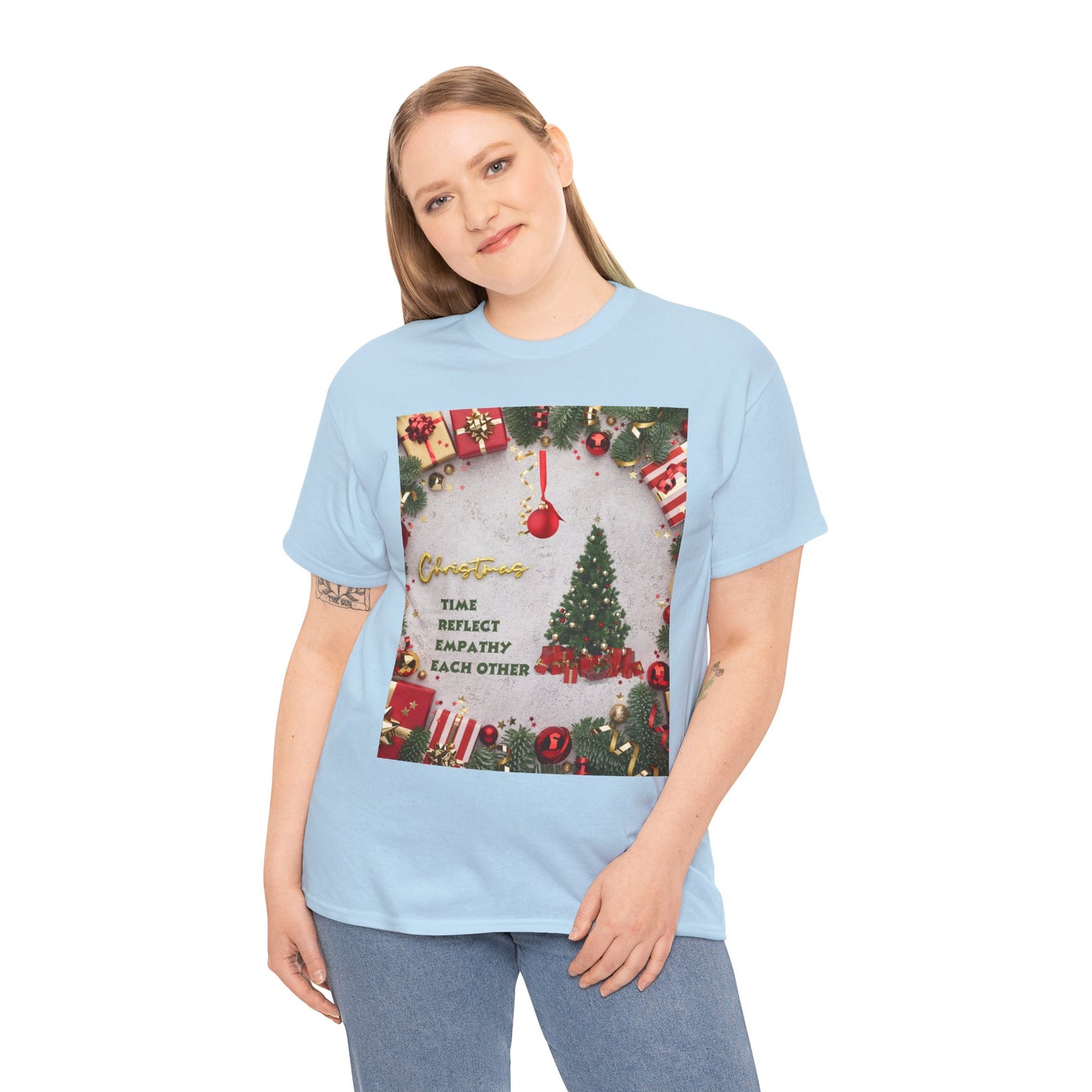 Christmas-Themed Unisex Heavy Cotton Tee, Holiday Gift, Festive Apparel, Family Gatherings, New Year Celebrations, Cute Christmas Shirt