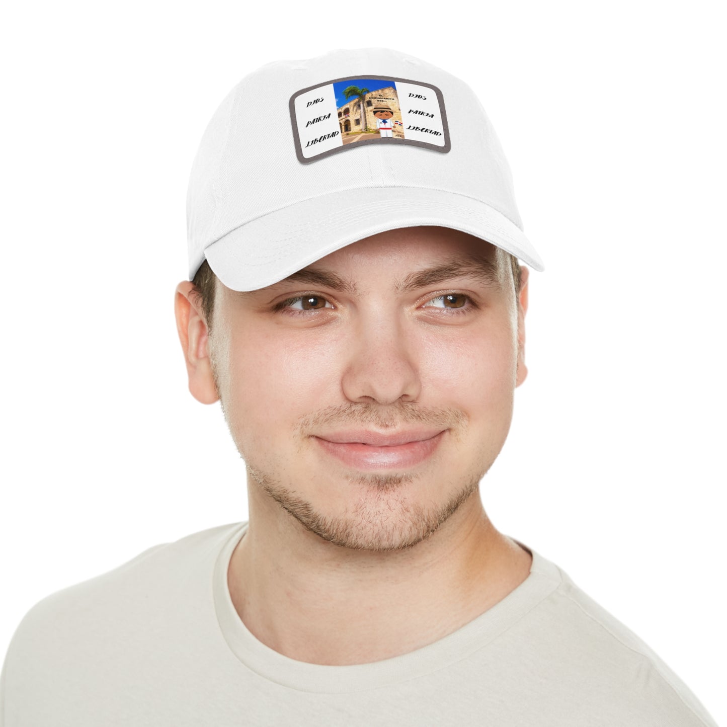DIOS PATRIA LIBERTAD EL DOMINICANITO ESE Dad Hat with Leather Patch (Rectangle)