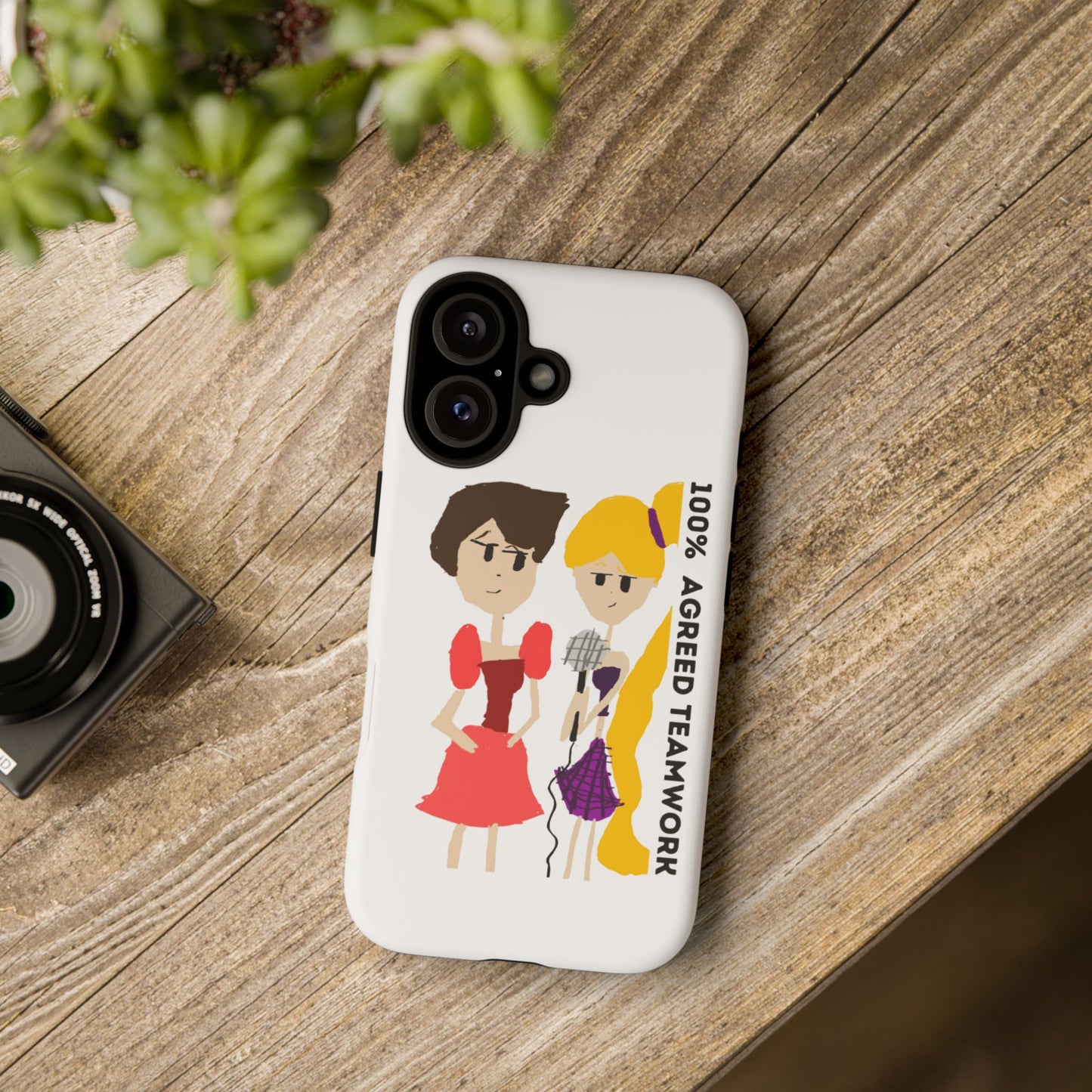 100% AGREED TEAM WORK ISAAC IYER ARTS Fun Phone Case for Teamwork Lovers, Cute Teamwork Phone Cover, Positive Vibes Case for Friendship, Gift for Collaboration