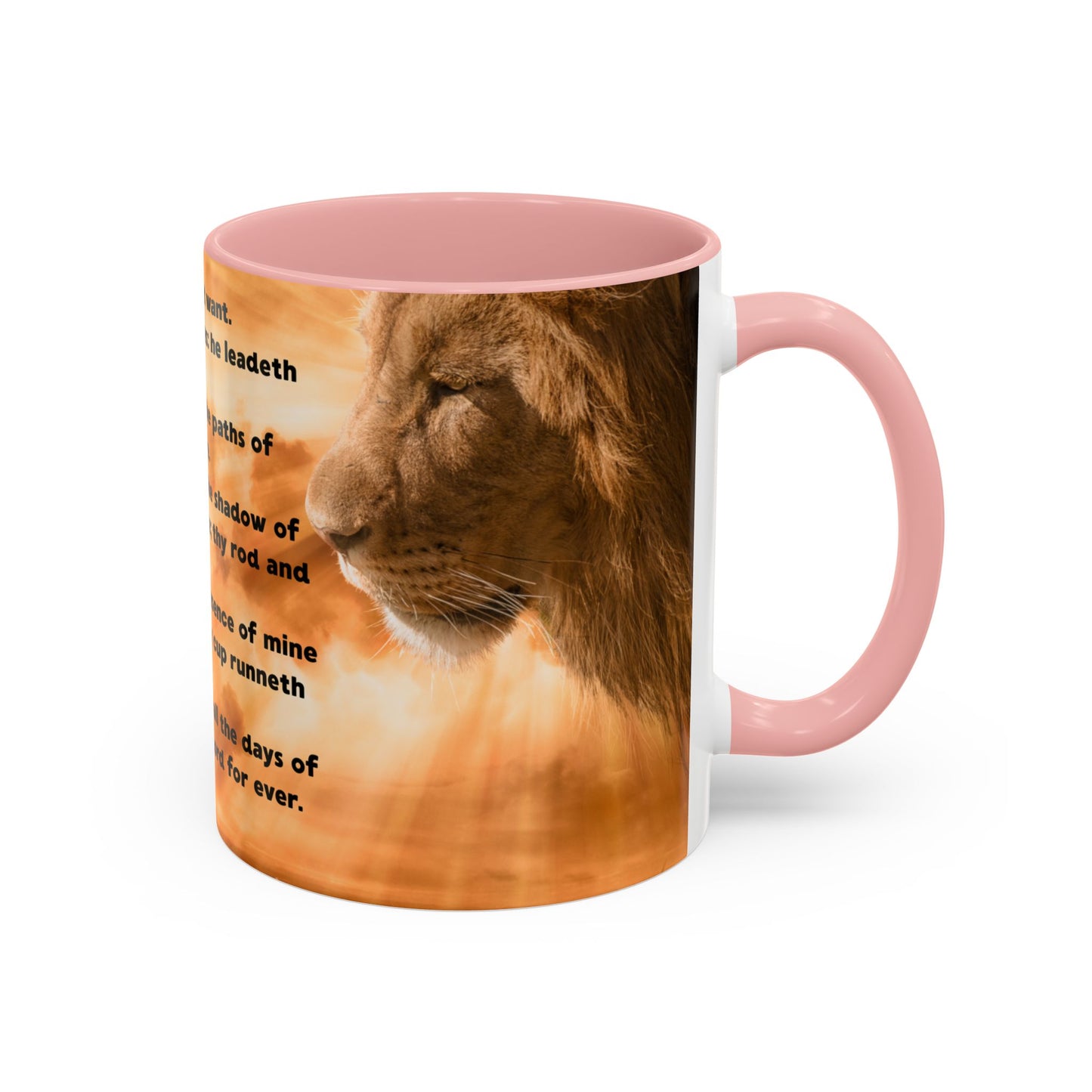PSALM 23 Inspirational Coffee Mug with Lion Design, Spiritual Gift for Her, Housewarming Present, Faith-Based Kitchen Decor