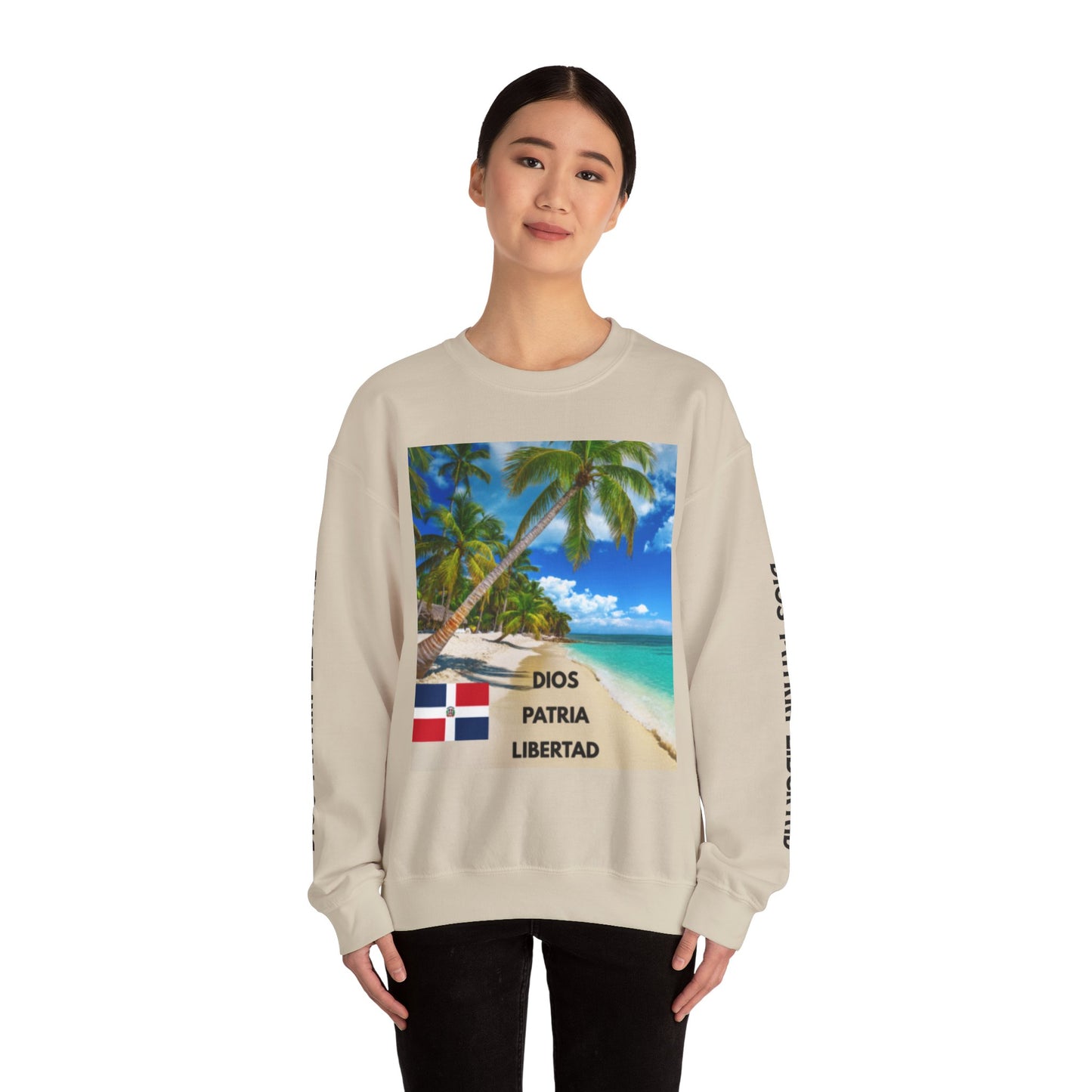 QUISQUEYA HERMOSA Tropical Paradise Sweatshirt - Dios Patria Libertad, Quisqueya Hermosa, Dominican Republic Gift, Beach Vibes, Unisex Crewneck
