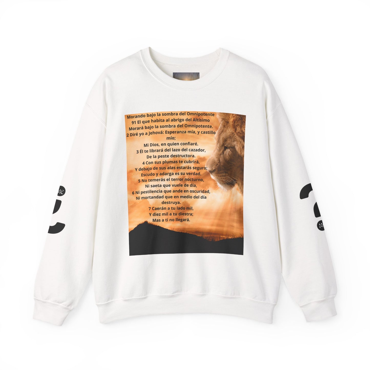 SALMO 91 Inspirational Lion Sweatshirt, Crewneck Sweater, Motivational Gift, Unisex Fashion, Animal Lover Apparel, Cozy Everyday Wear