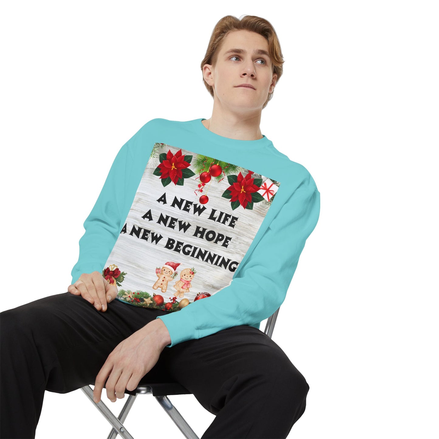 Cozy Holiday Sweatshirt - A New Life, New Hope, New Beginning, Christmas Gift, Unisex Apparel, Festive Wear, Winter Fashion