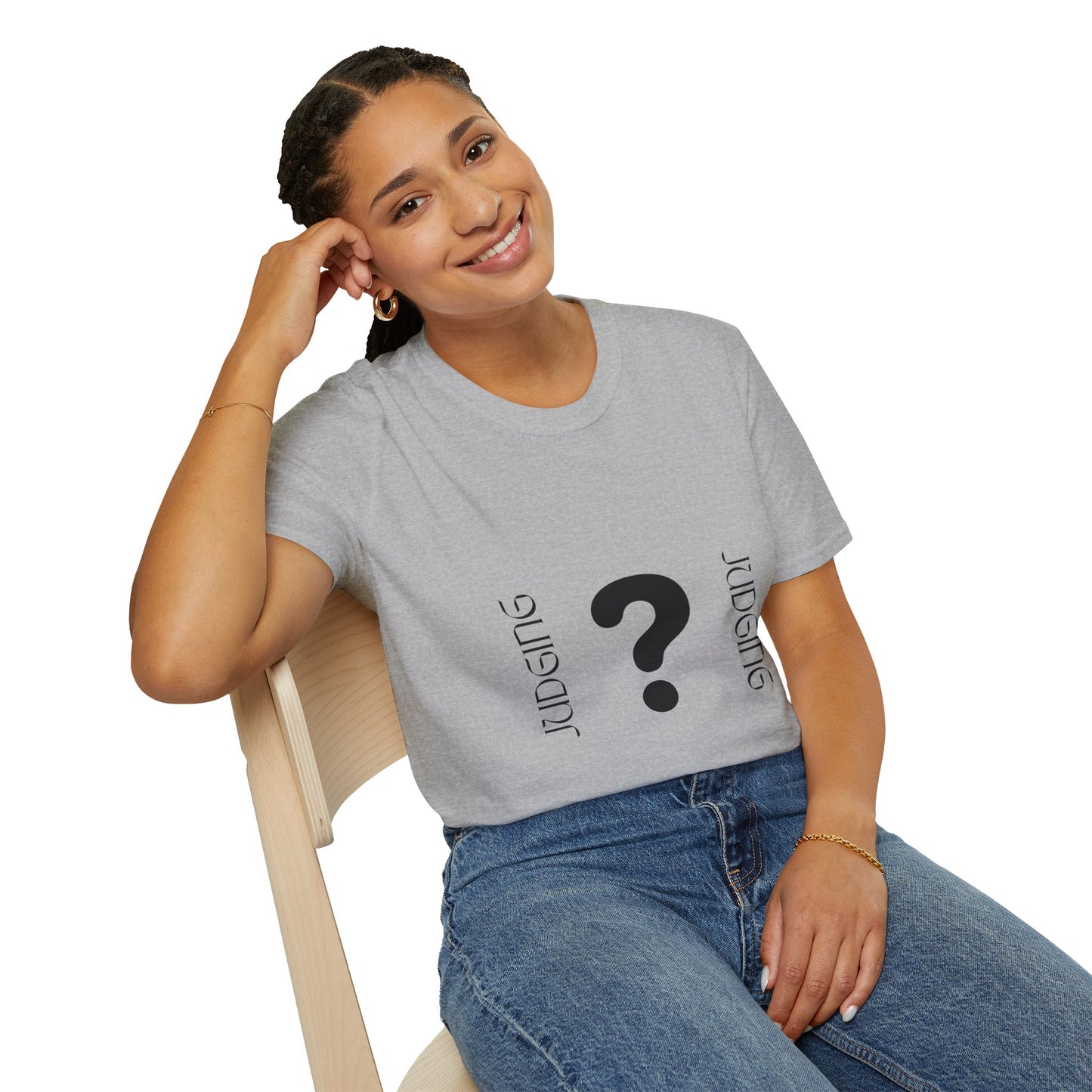 JUDGING Whimsical Unisex T-Shirt with Playful Door Design - Fun Gift for Friends, Casual Wear, Birthday Surprise, Everyday Humor, Quirky Style