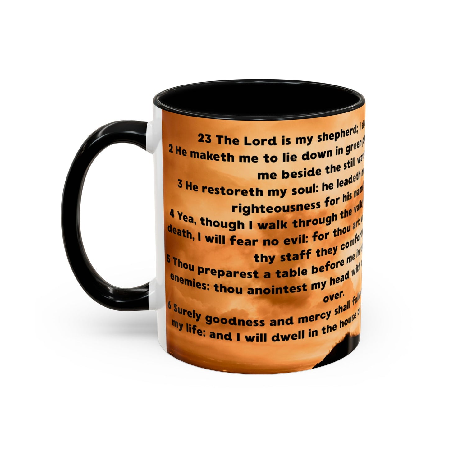 PSALM 23 Inspirational Coffee Mug with Lion Design, Spiritual Gift for Her, Housewarming Present, Faith-Based Kitchen Decor