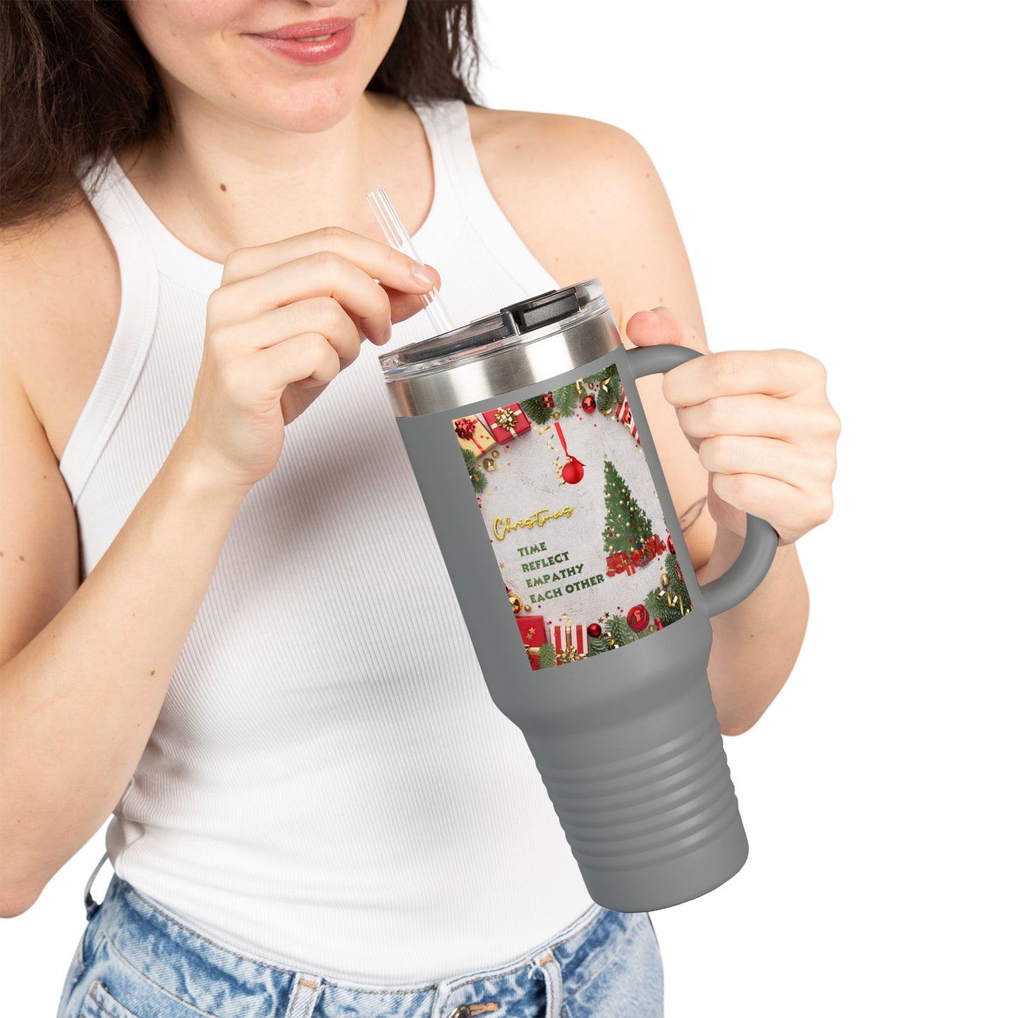 Holiday Insulated Travel Mug, 40oz | Christmas Gift, Travel Coffee Cup, Winter Drinkware, Reusable Mug, Eco-Friendly Beverage Container