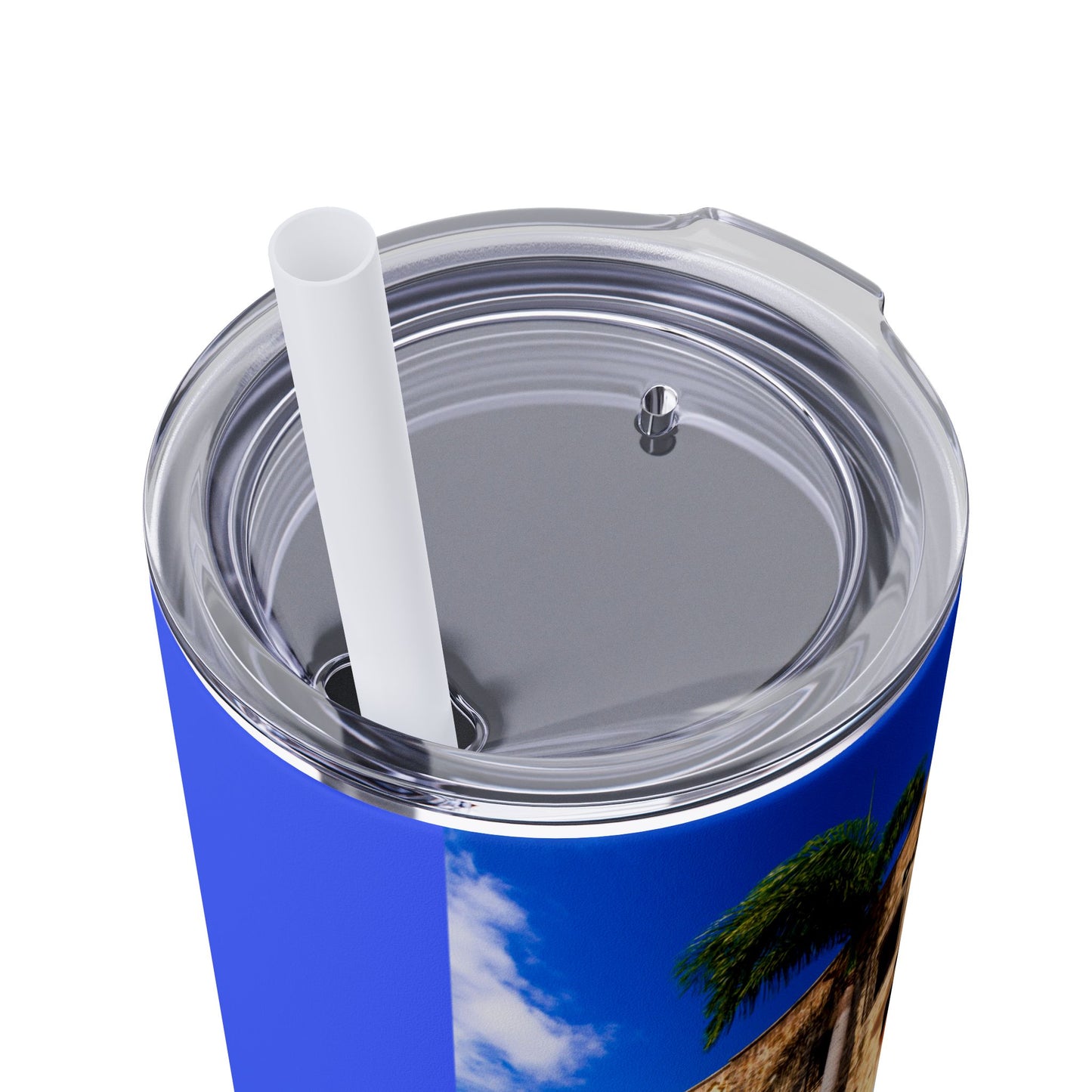 DOMINICAN REPUBLIC Vibrant Travel Tumbler, 20oz Skinny Tumbler with Straw - Perfect for Summer Adventures, Vacation, Gifts, Customizable