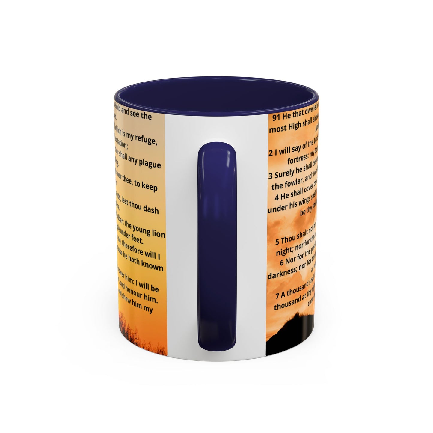 PSALM 91 Inspirational Lion Accent Coffee Mug | Motivational Gift, Scripture Mug, Unique Home Decor, Faith-Based Coffee Cup, Lion Design