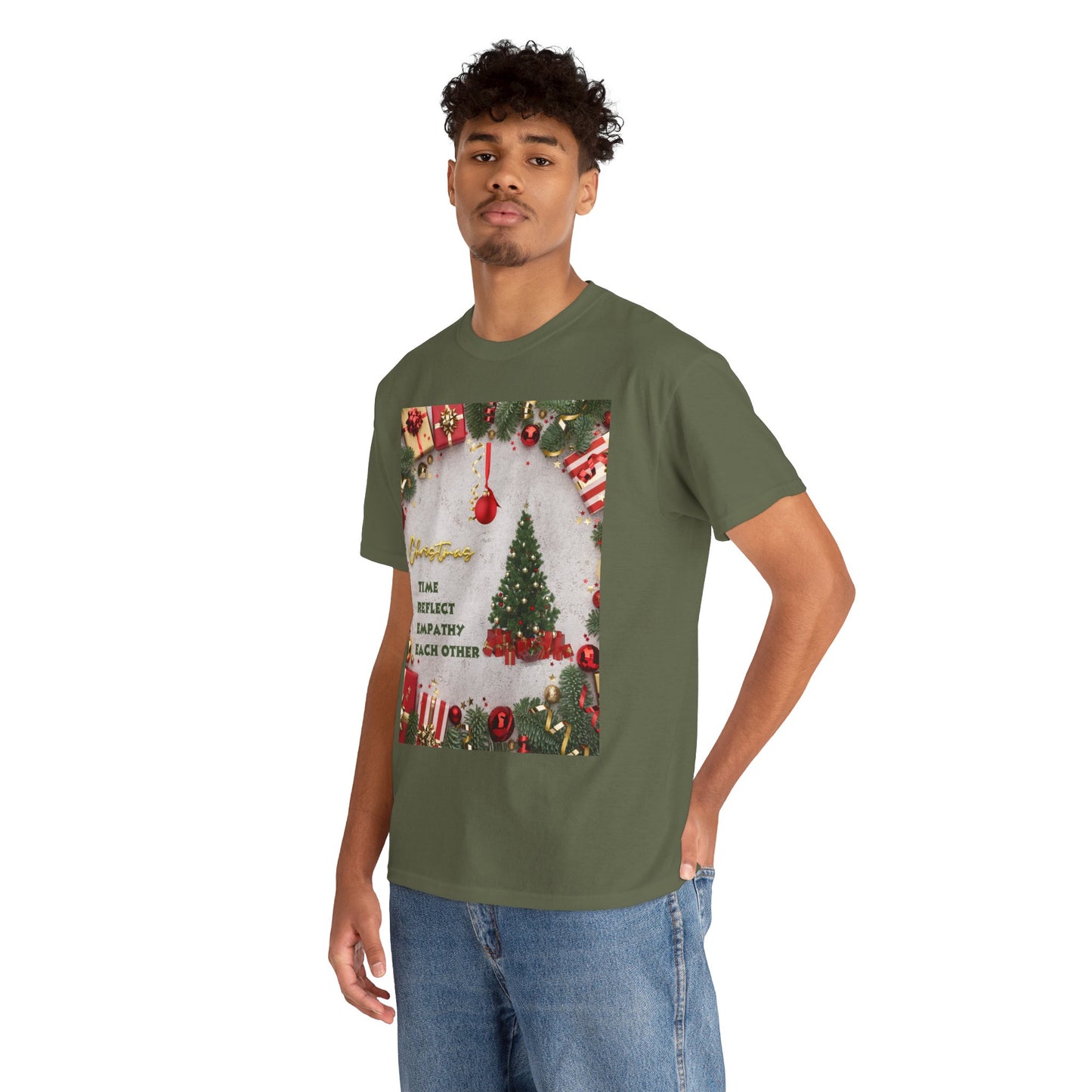Christmas-Themed Unisex Heavy Cotton Tee, Holiday Gift, Festive Apparel, Family Gatherings, New Year Celebrations, Cute Christmas Shirt