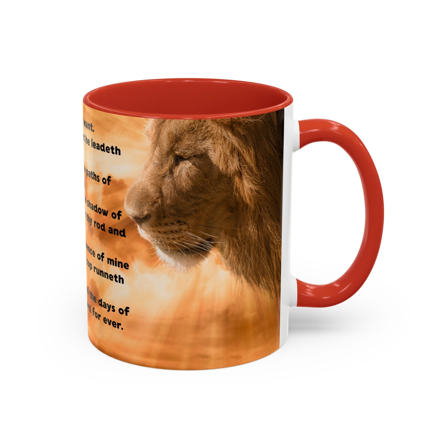 PSALM 23 Inspirational Coffee Mug with Lion Design, Spiritual Gift for Her, Housewarming Present, Faith-Based Kitchen Decor